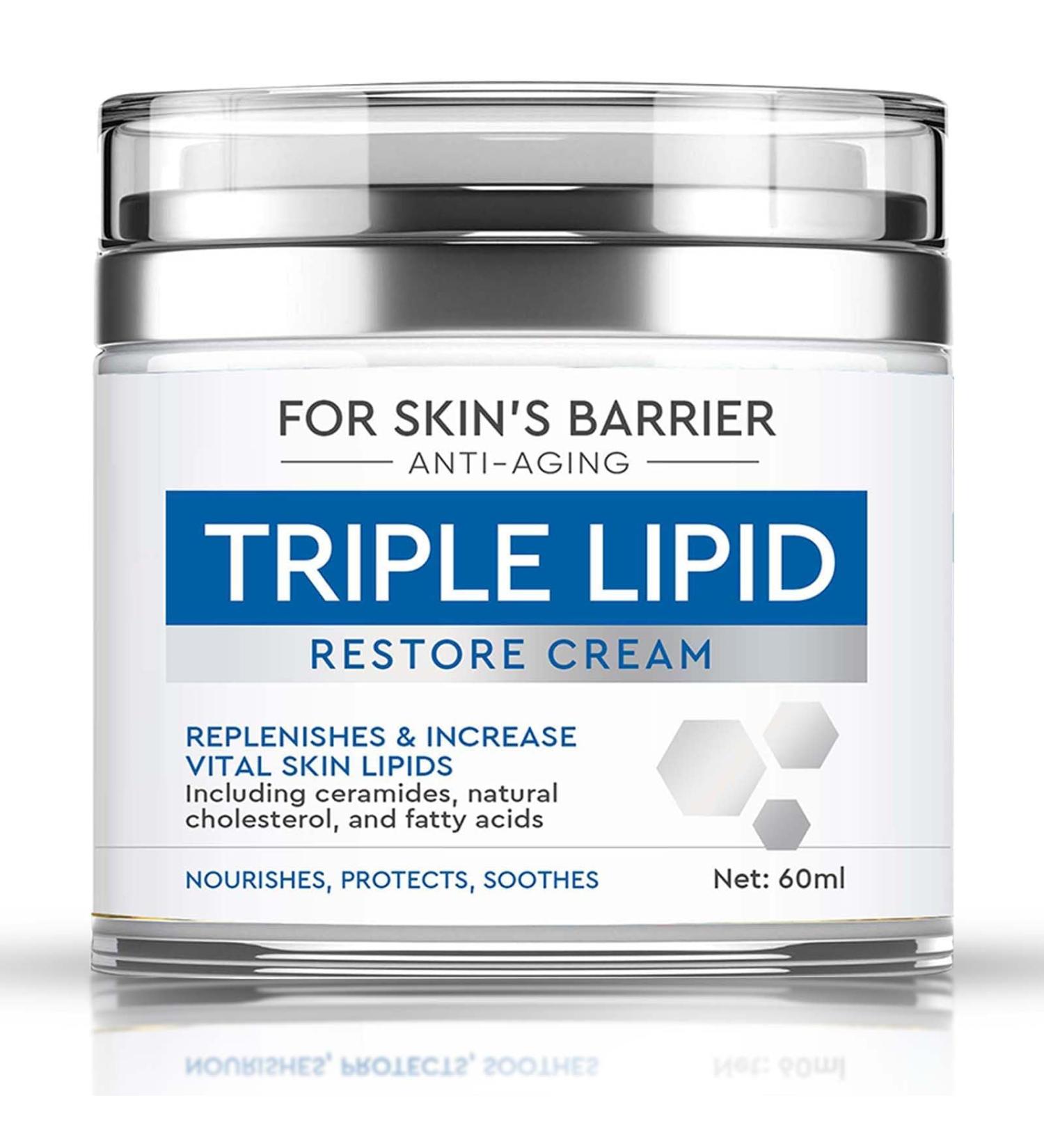 Triple Lipid Restore Cream | Anti-Aging Peptide Moisturizer with Fatty Acids & Ceramides | Nourish & Repair Skin Barrier - Buy Online on GoSupps.com