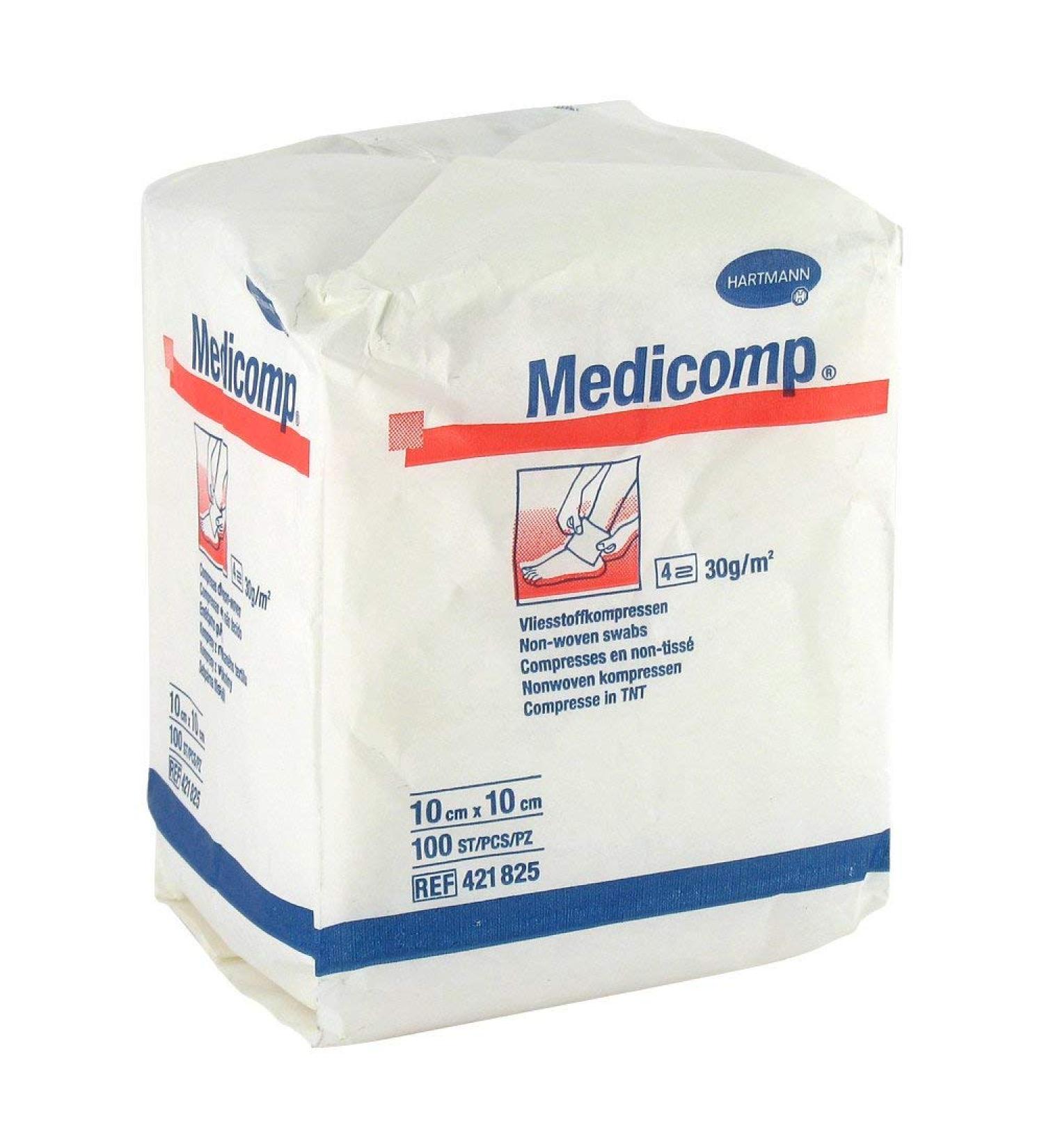 MEDICOMP compresses 10x10 cm non-sterile 100 pcs