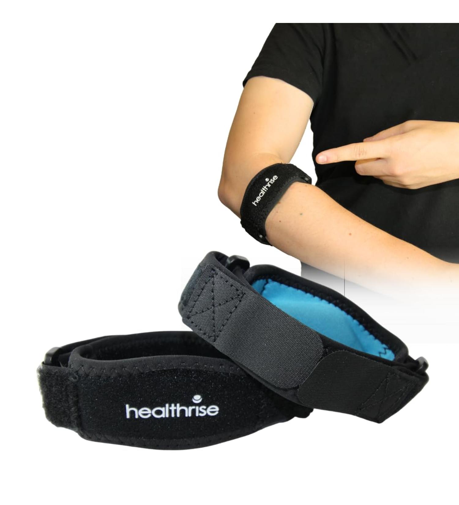 Health Rise 2 Set Tennis Elbow Brace - Black & Blue | Unisex Elbow Support for Tennis & Golfer's Elbow with German Instructions - Buy Online on GoSupps.com
