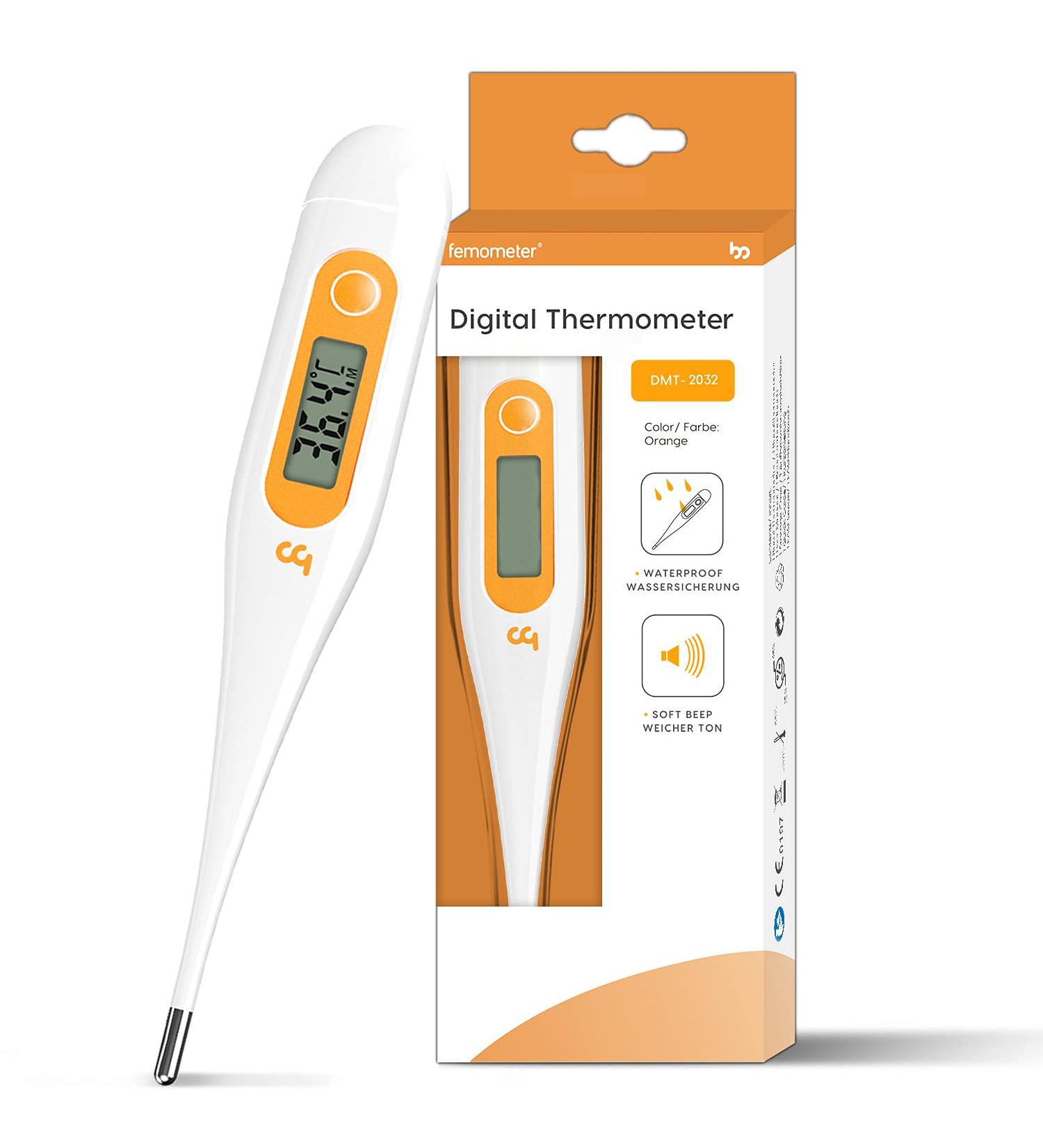 Buy Digital Fever Thermometer - Accurate Rectal Oral & Axillary Thermometer for Babies Children & Adults - Waterproof Probe Quick Reading Orange Color - Buy Online on GoSupps.com
