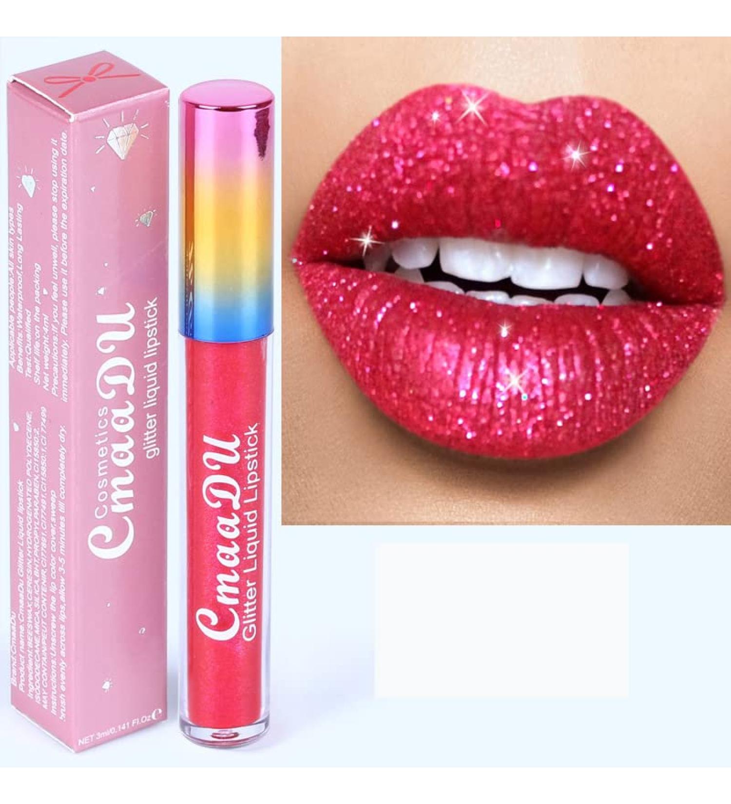 Allbestaye Velvet Matte Glitter Flip Lipgloss - Waterproof Long Lasting Lip Tint | Diamond Flash Shimmer Lipstick 03# - Buy Online on GoSupps.com