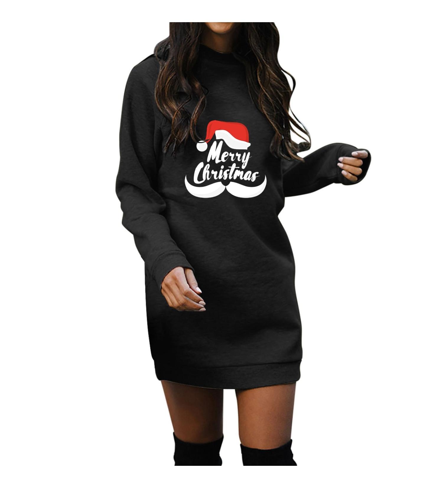 Shop Women s Christmas Sweatshirt Dress - Festive Cartoon Hooded Top for Holiday Parties | Long-Sleeved Winter Fashion - Buy Online on GoSupps.com