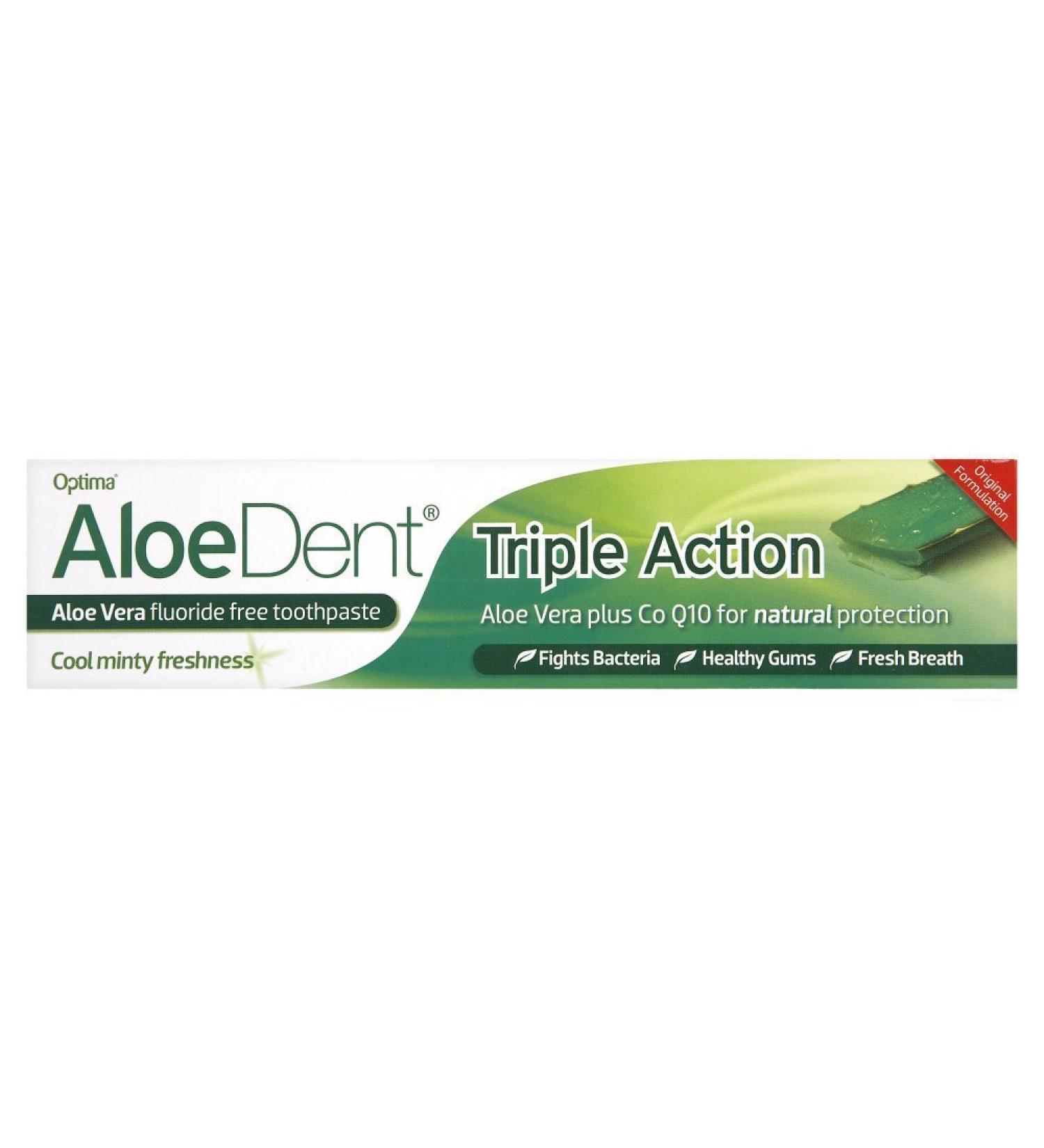 Aloe Dent AloeDent Triple Action Fluoride-Free Toothpaste with Aloe Vera 100ml