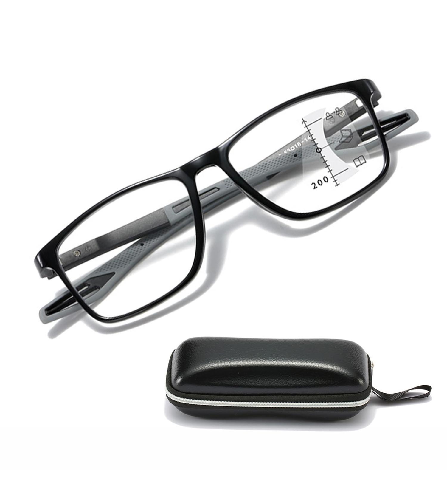 Progressive Multifocus Reading Glasses for Men & Women | Anti Blue Light Multifocal TR90 Eyeglasses - Gray 3.0x | Perfect for Sports Reading & Work - Buy Online on GoSupps.com