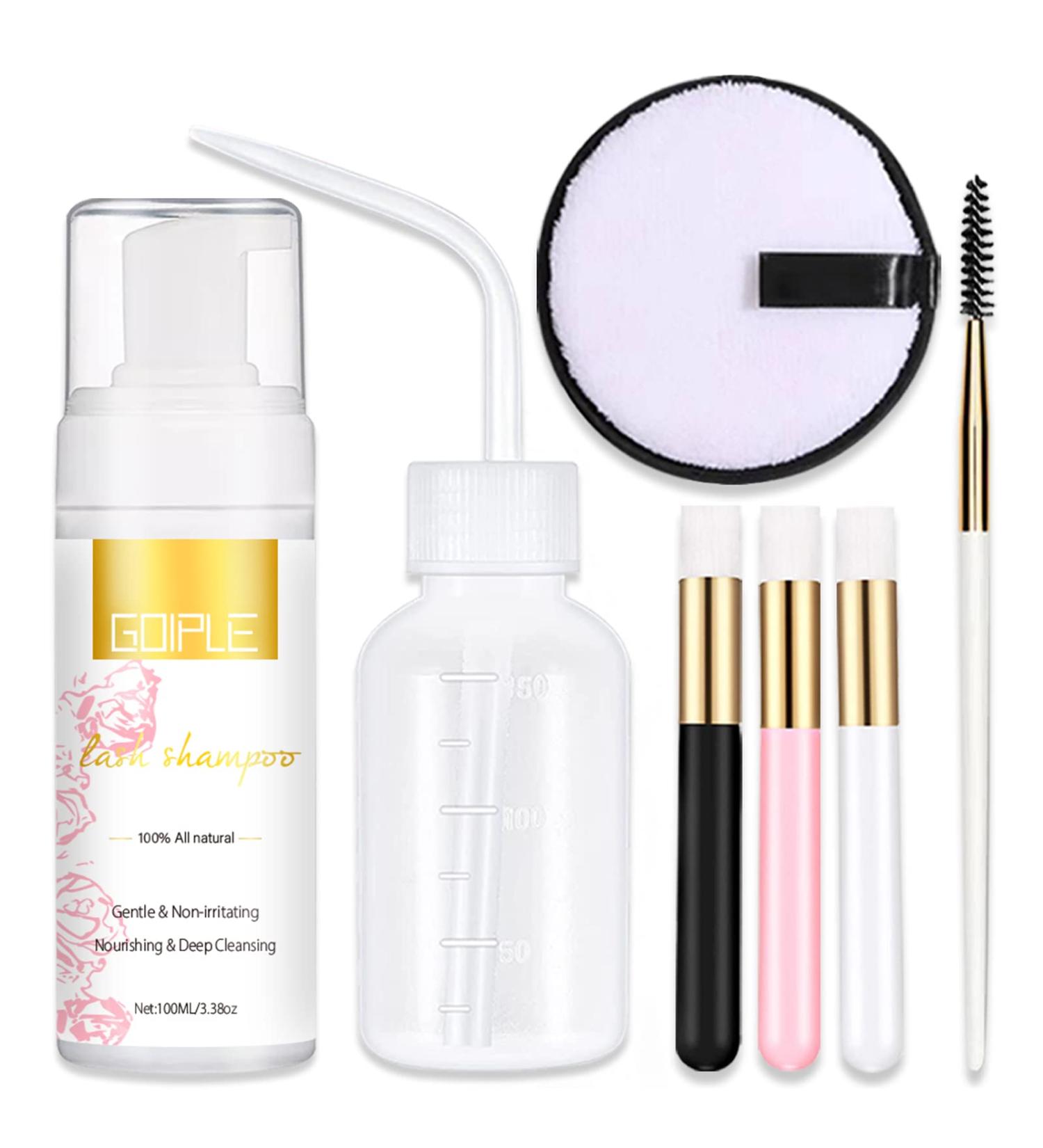 WOZUTUNT 100ml Eyelash Extension Cleanser & Lash Mousse - Professional Grade Makeup Remover for Natural & Extension Lashes - Includes Cotton Puff - 3.38Oz - Buy Online on GoSupps.com