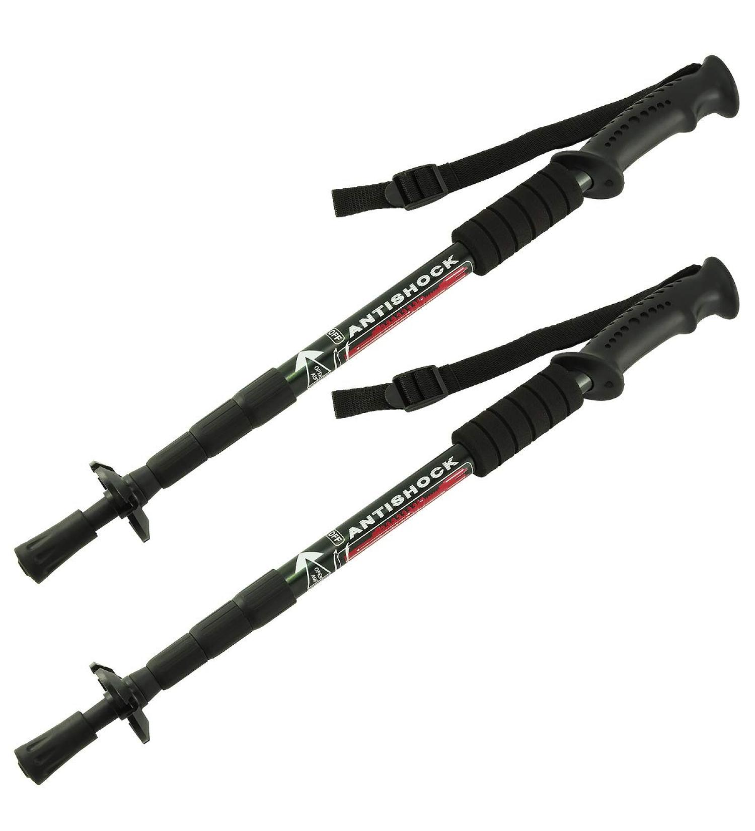 MidGard Telescopic Nordic Walking Poles - Adjustable 50-110 cm Anti-Shock Cushioning Black - Set of 2 for Hiking - Buy Online on GoSupps.com