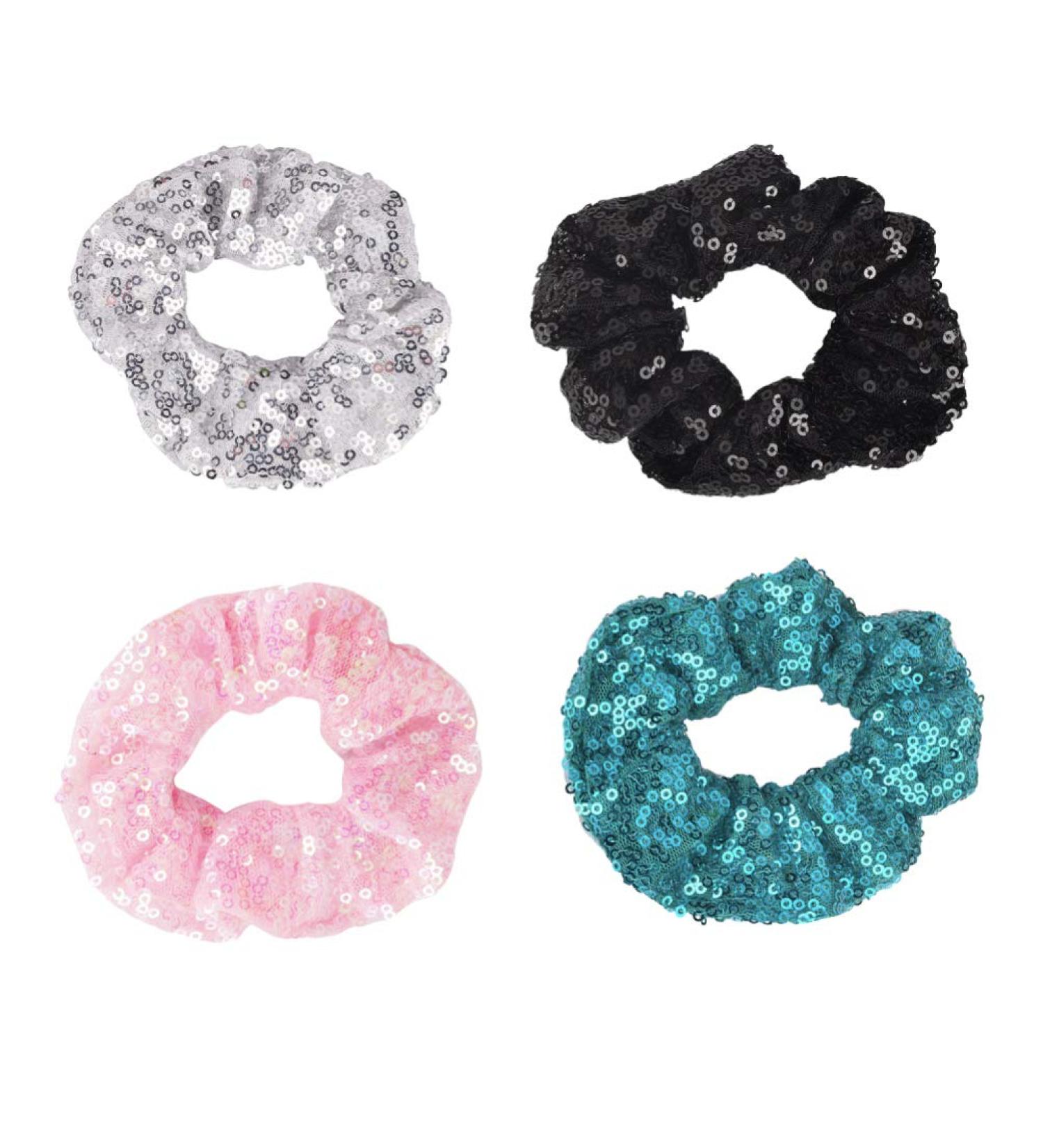 Shop Beaupretty 4-Piece Sequin Hair Scrunchies Stylish Rubber Ponytail Holders & Hair Accessories for All Hair Types | International Shipping Available - Buy Online on GoSupps.com