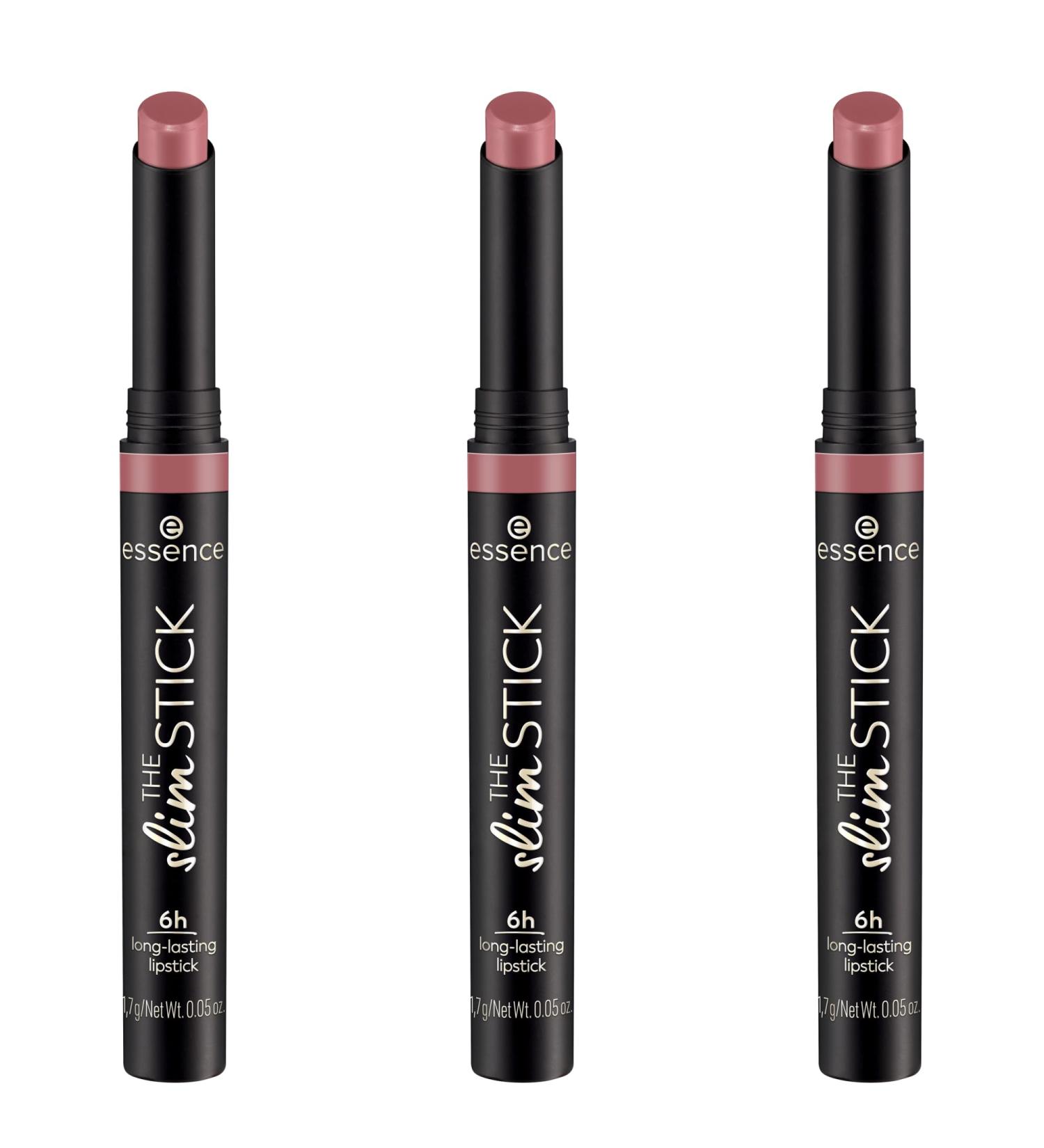 Essence Slim Stick Lipstick No. 104 - Long-Lasting Vegan Formula Color-Intensive Pink Nourishing Matt Texture 3 Pack (3x1.7g) - Baby Got Blush - Buy Online on GoSupps.com