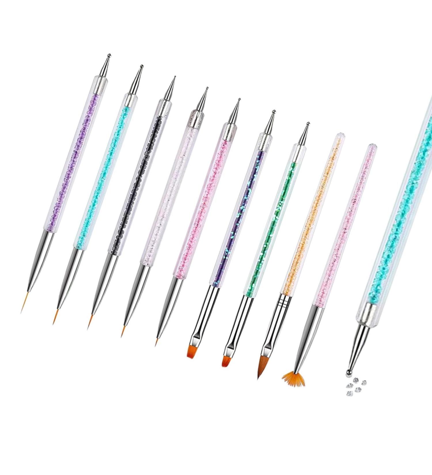 Nail Art Brush Set - Double-Ended Nail Design Tools Kit - Nail Art Point Drill Drawing Tools Including Nail Liner Brush and Nail Dotting Pens - Buy Online on GoSupps.com