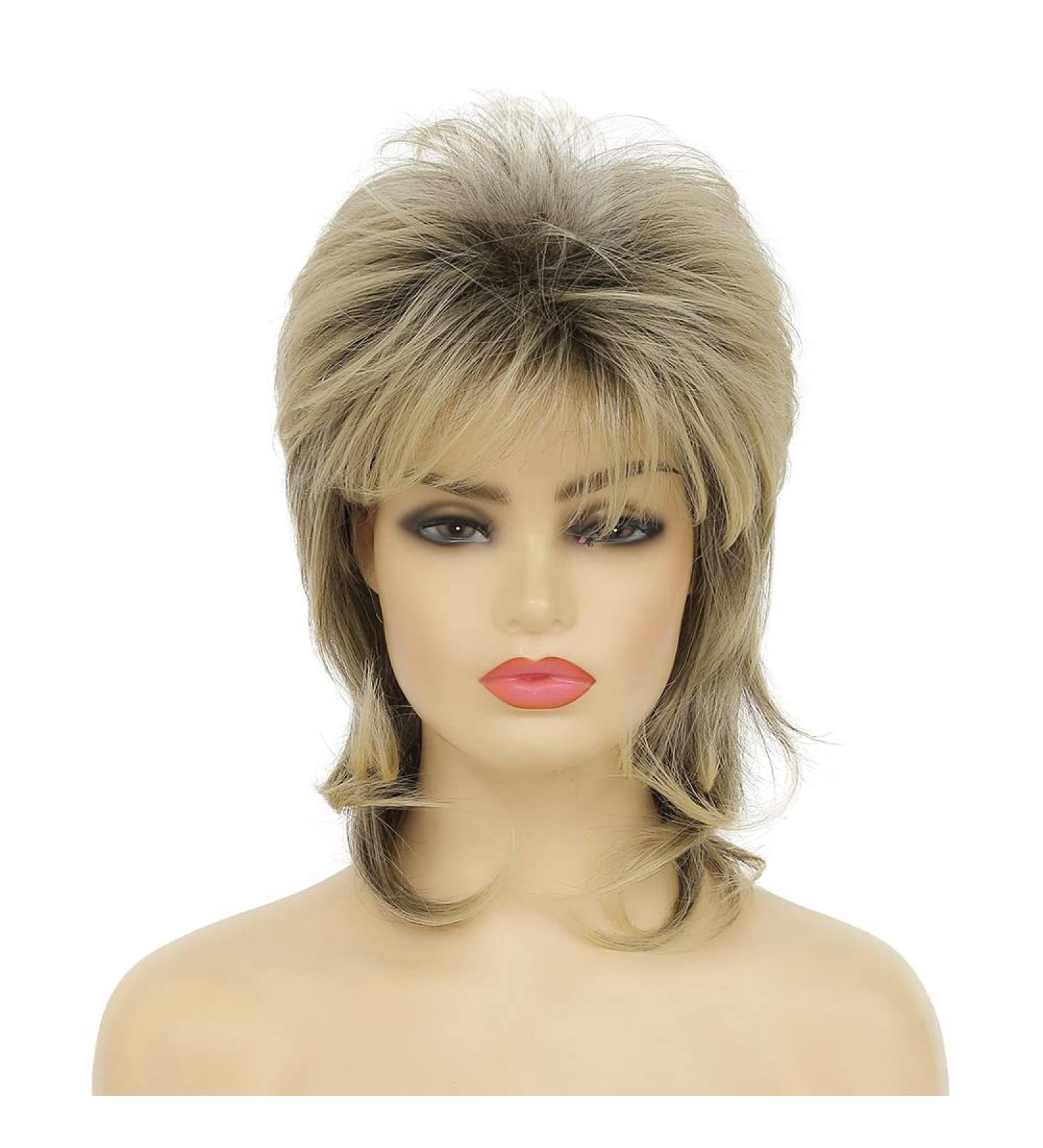 Dai Cloud Blonde Mullet Wig for Women - Shaggy Short Layered 70s 80s Cosplay Wig (Black Ombre Blonde) - Buy Online on GoSupps.com