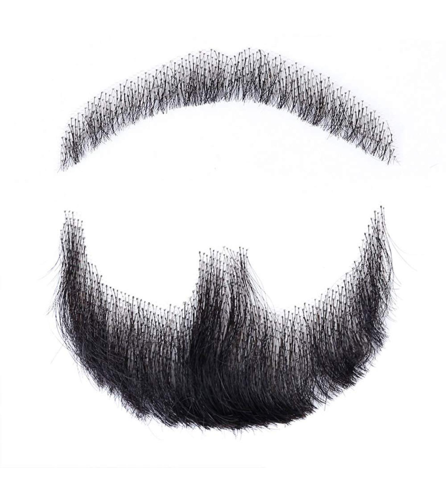 Realistic Black Human Hair Fake Face Beard and Mustache for Men - Invisible Costume Beard for Adults - Buy Online on GoSupps.com