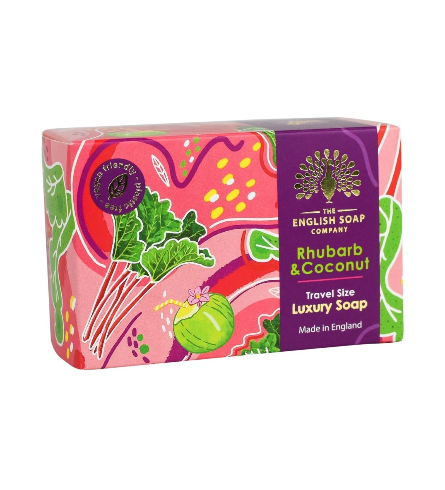 The English Soap Company Travel Size Rhubarb & Coconut Luxury Soap Bar 100g - Buy Online on GoSupps.com