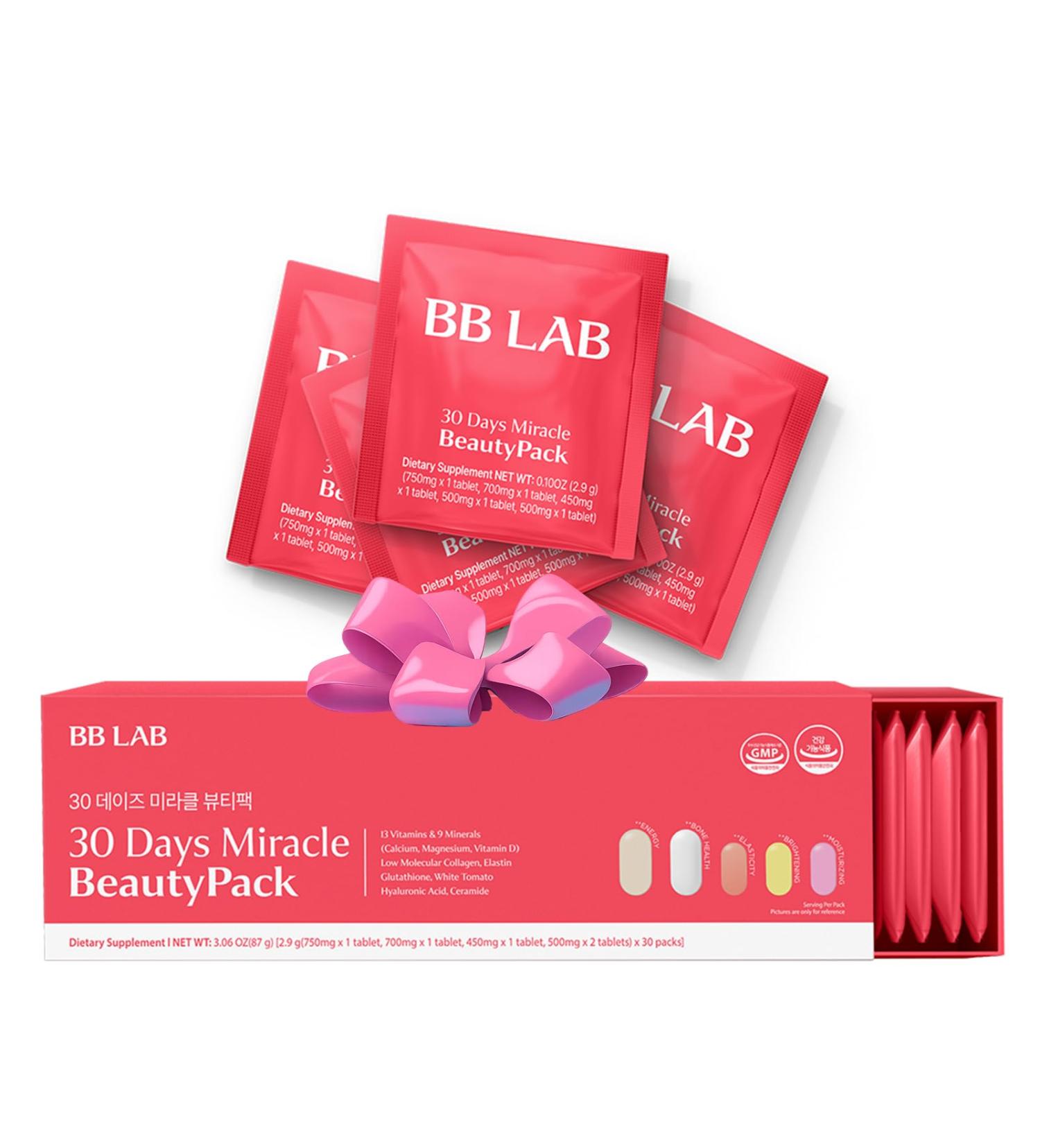BB LAB 30 Days Miracle Beauty All-in-one Pack, Low Molecular Collagen, Elastin, Glutathione, Ceramide, Hyaluronic Acid, Multivitamins & Minerals, Calcium, Magnesium, Vitamin D - Buy Online on GoSupps.com