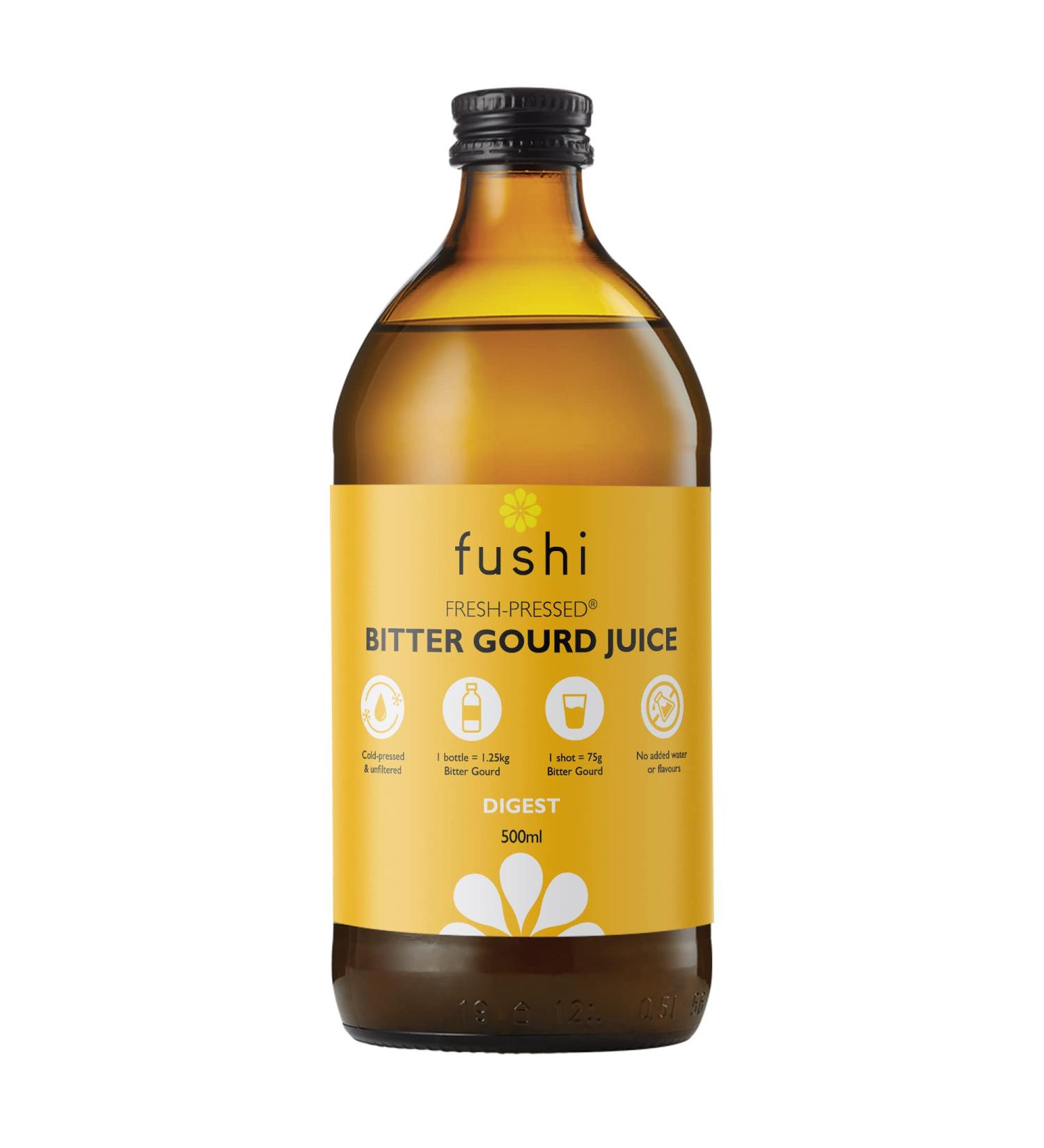 Fushi Pure Bitter Gourd Juice 500ml | Cold-Pressed | Natural Preservative | Best for Digestion Purifying Inner Health | Ethical & Vegan Society Approved | Manufactured in The UK - Buy Online on GoSupps.com