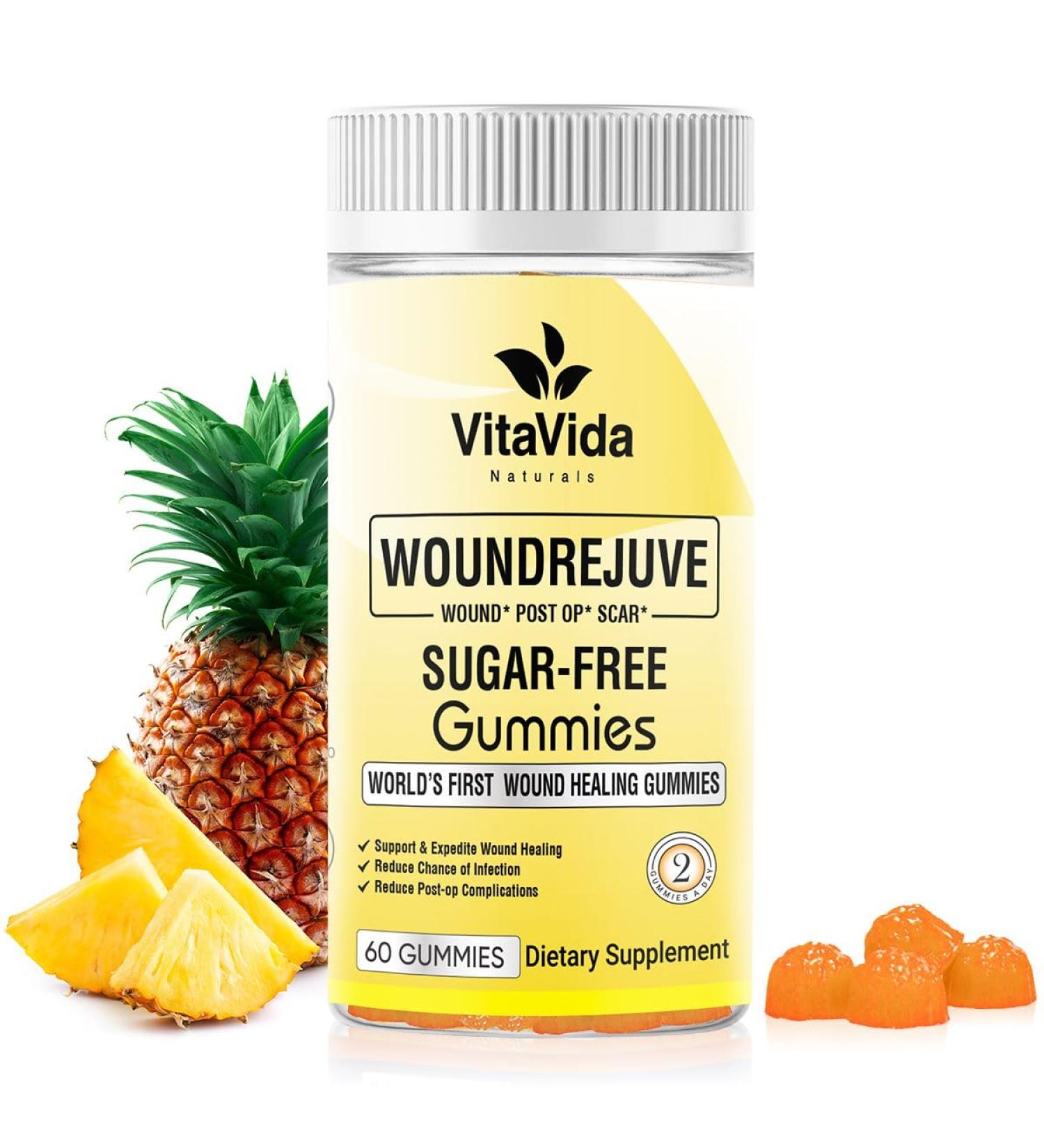 VVNATURALS Sugar-Free Surgery Recovery Gummies | 20+ Nutrients for Wound Healing | General & Plastic Surgery | Bromelain, Arnica, Turmeric | 60 Gummies - Buy Online on GoSupps.com