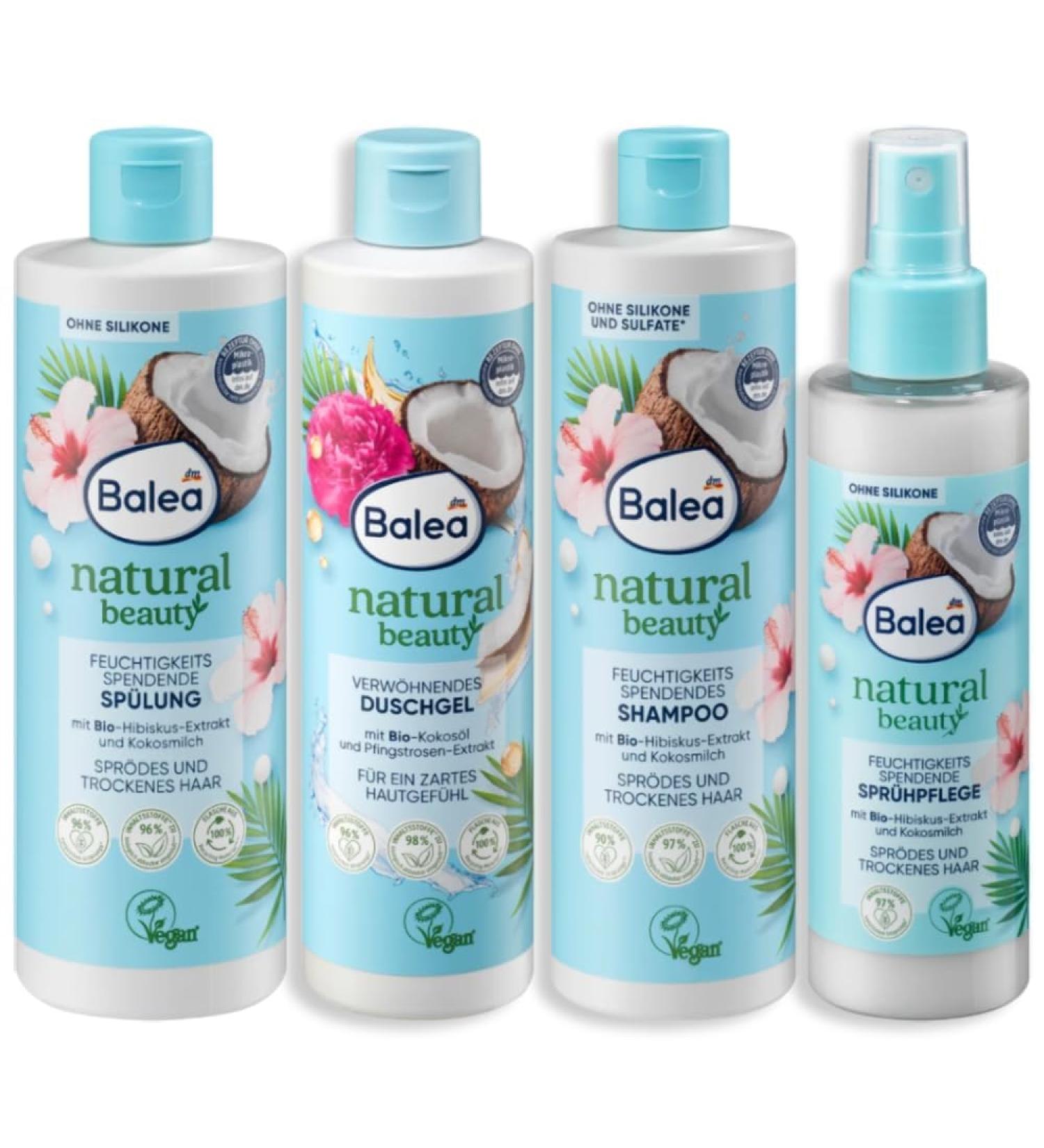  Generisch Natural Beauty Set of 4 Moisturizing Spray Bottles: 150ml Organic Hibiscus Extract & Coconut Milk 400ml Peony Extract Shower Gel & Organic Coconut Oil 250ml Conditioner 350ml - Buy Online on GoSupps.com