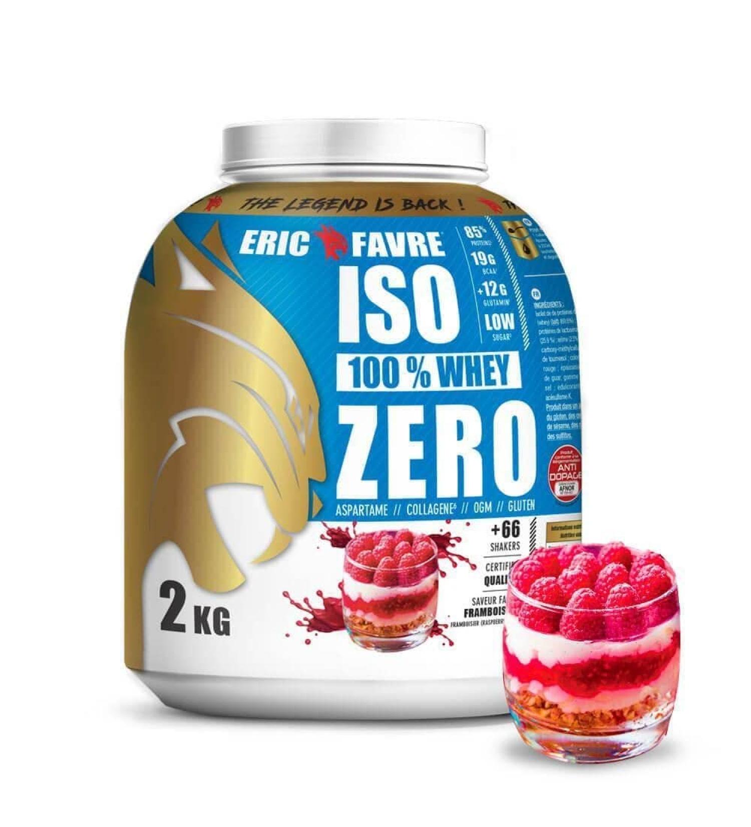 Iso Whey Zero 100% - Pure Whey Protein ISO - Gluten-Free Muscle Growth - 2kg Raspberry - Eric Favre French Laboratory - Buy Online on GoSupps.com