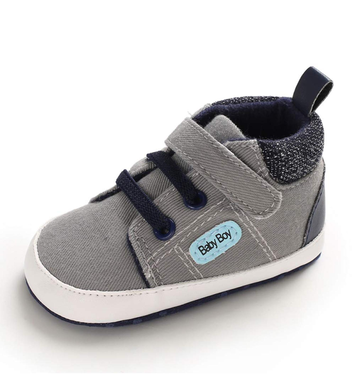 MASOCIO Baby Boy First Walking Shoes | Soft Sole Anti-Slip Prewalker | Gray, Size 1 | 3-6 Months - Buy Online on GoSupps.com