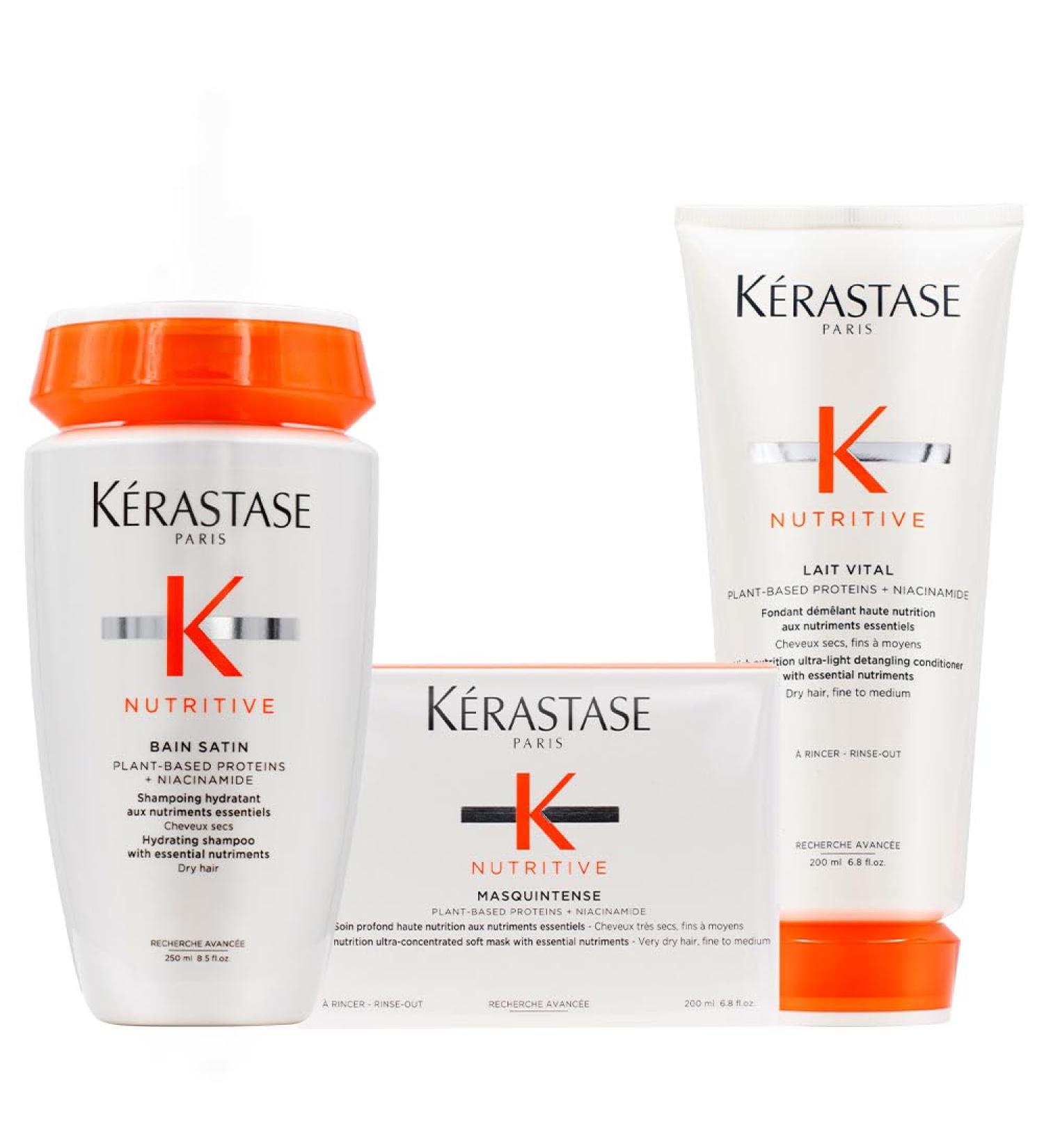 Kérastase Nutritive Bain Satin 1 250 ml + Nutritive Lait Vital 200 ml and Masquintense Fine Hair