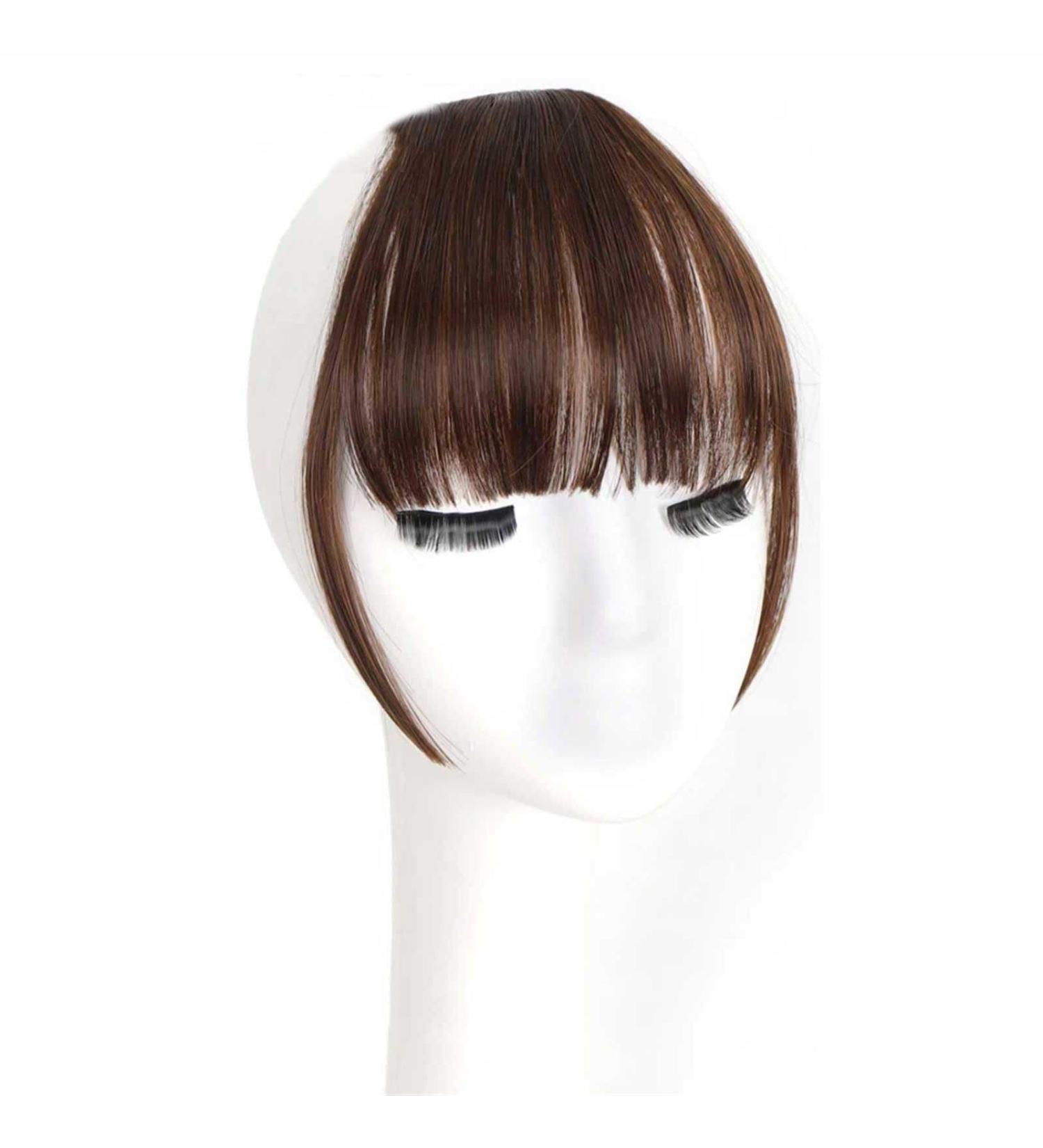 Bangs Clip in Bangs-Fake Bangs Hair Clip Dark Brown Clip on Bangs Real Human Hair Air Curtain Bangs for Women Clips Bangs Hair Extensions Fringe Curved Bangs for Women Curved Bangs for Daily Wear ( T1B/27