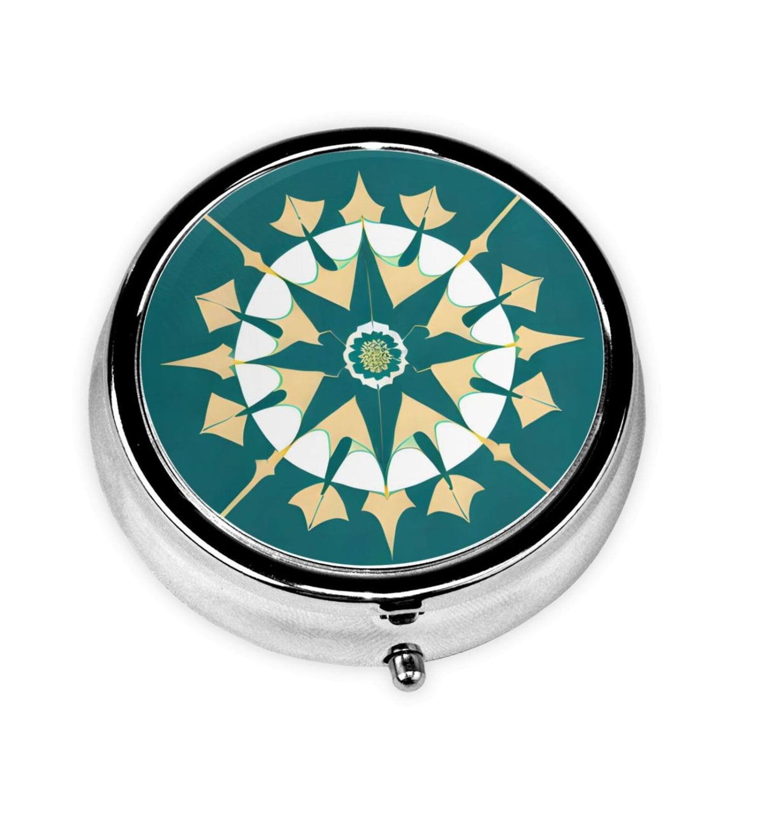 Exotic Floral Round Pill Box Organizer - 3 Compartment Portable Travel Solution - Buy Online on GoSupps.com