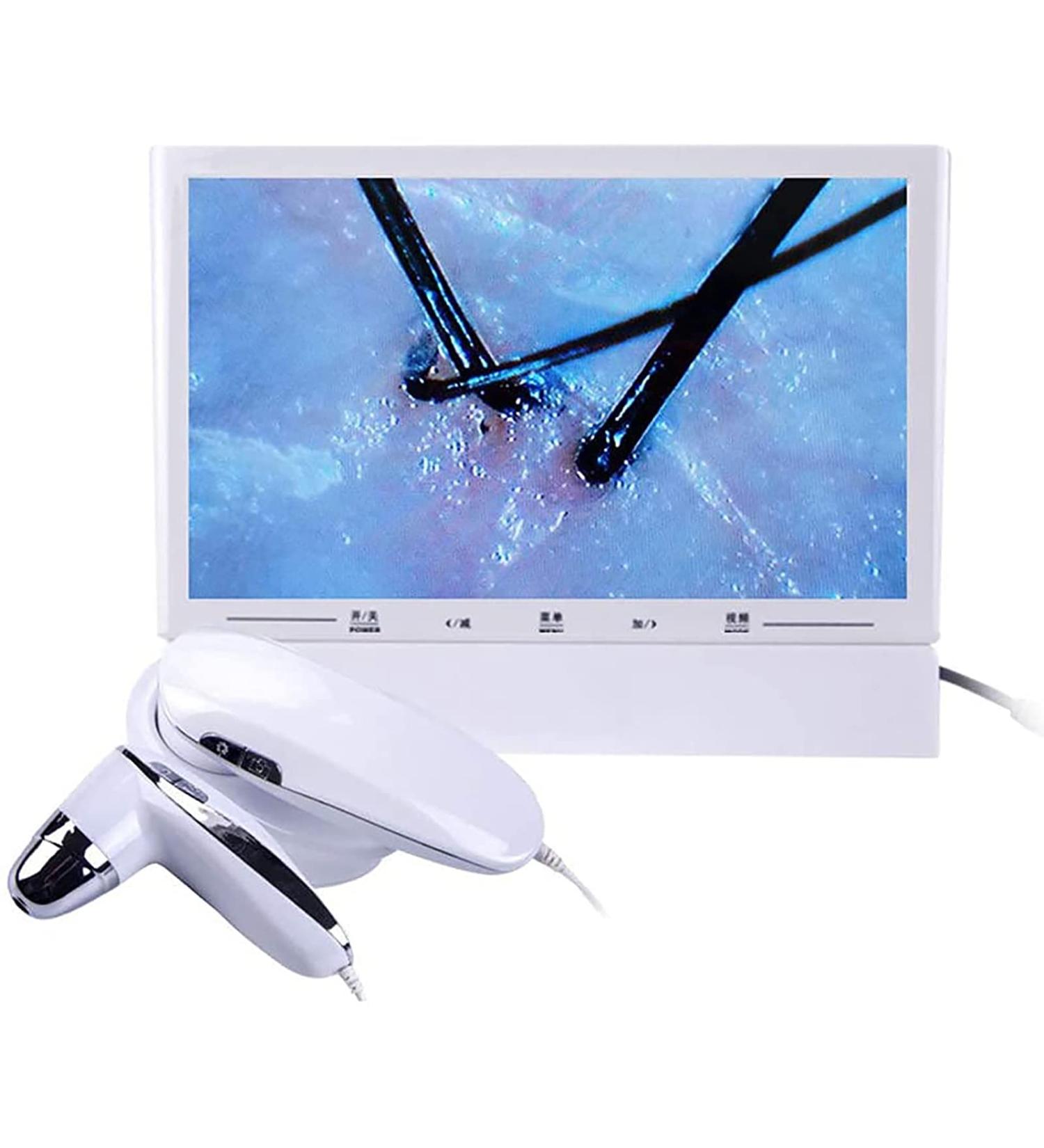 Scalp Detector 11 Inch Hair Follicle Facial Skin Oil Moisture HD LCD Screen Microscope Tester 200X/50X Dual Lens Skin Health Detection Machine - Buy Online on GoSupps.com