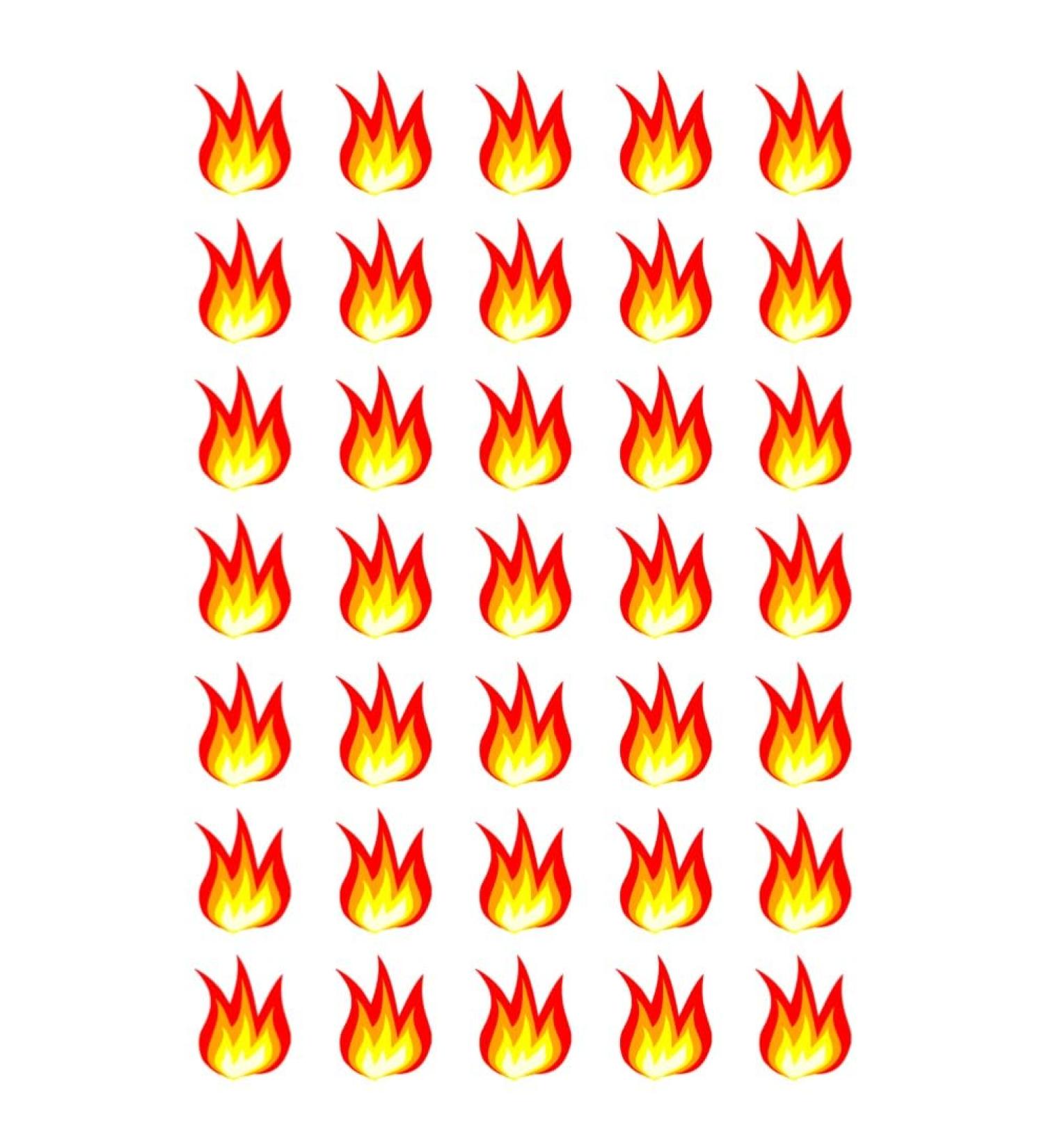 35 x Fire Flames Edible Wafer or Icing Cupcake Toppers Fun Xmas Party Cake Decorations (Edible Wafer Card)