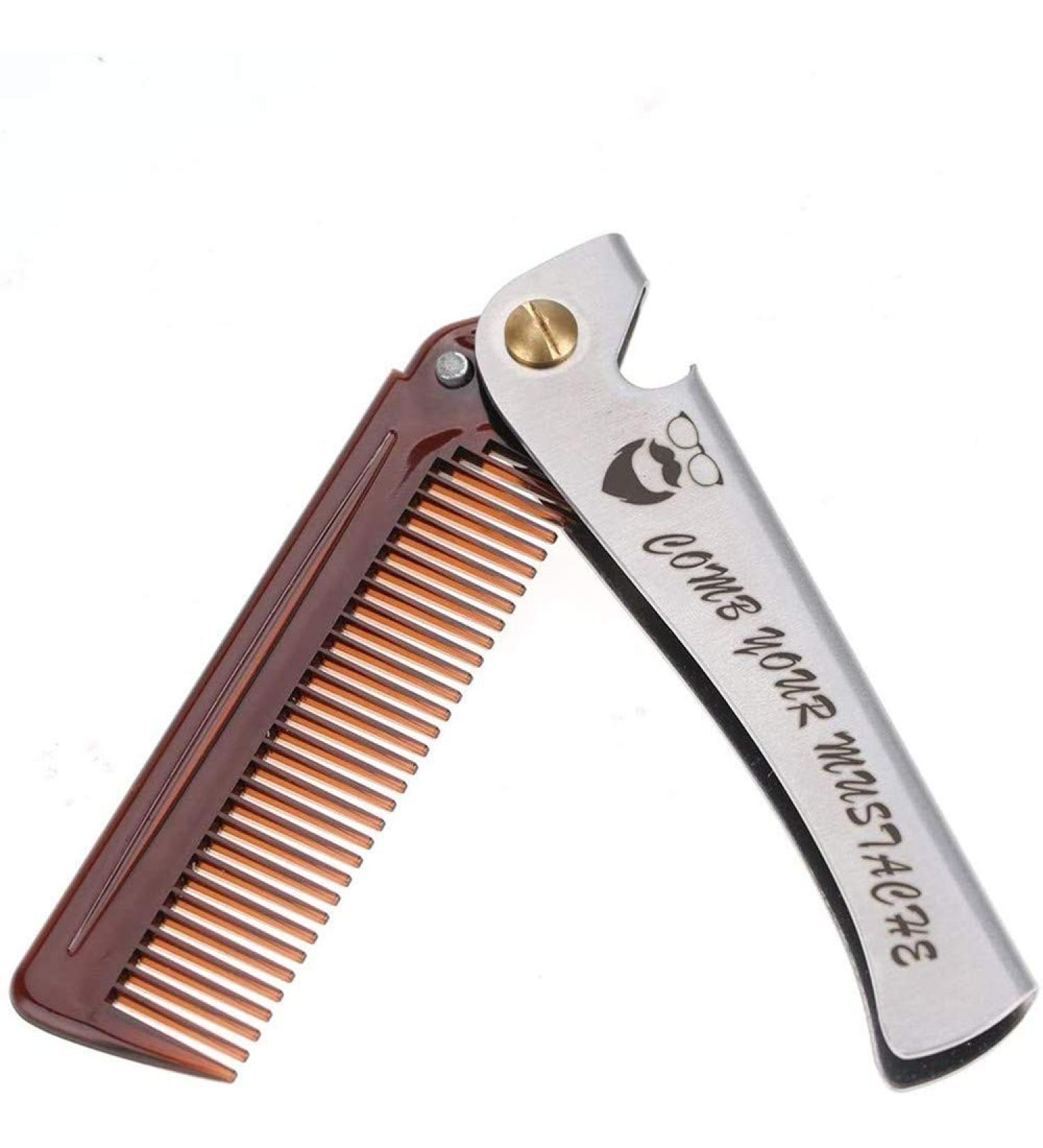 Stainless Steel Hair and Beard Comb for Men - Pocket-Sized Moustache Shaping Tool - Buy Online on GoSupps.com