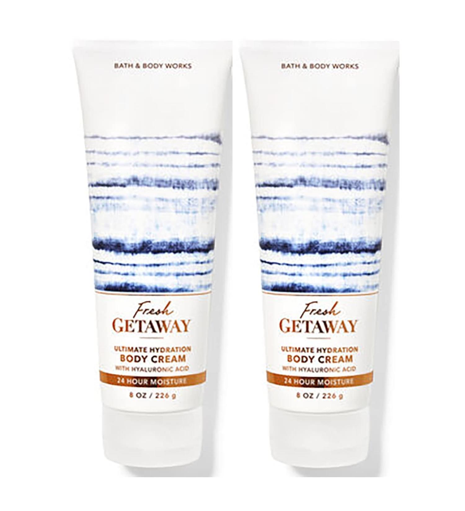 Bath and Body Works Fresh Getaway Body Cream Ultimate Hydration Gift Set For Women 2 Pack 8 Oz. (Fresh Getaway)