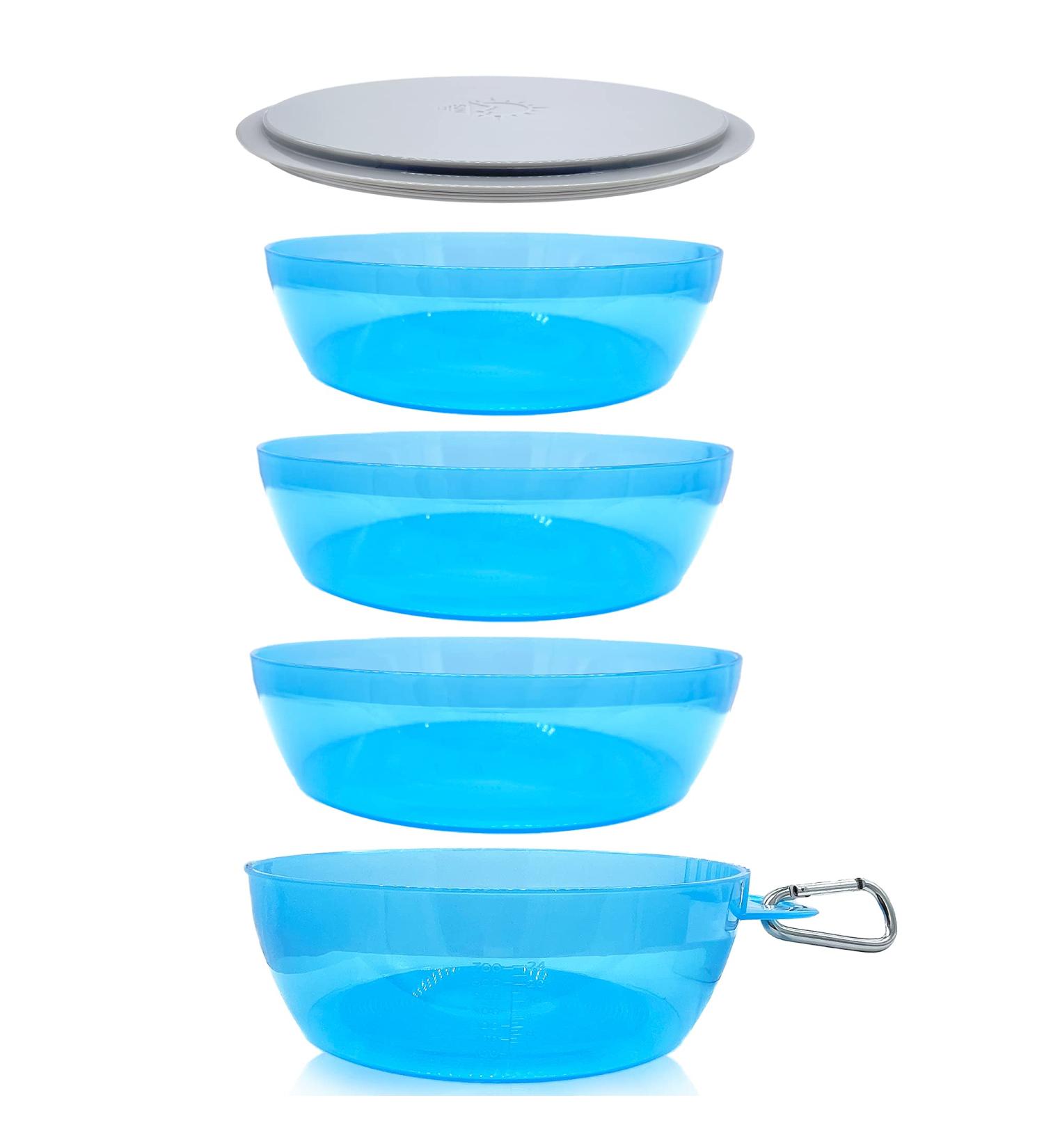Sun Company Zero Bowls - 4-Pack Nesting Bowls with Water-Tight Lid for Camping | Dishwasher-Safe Travel Mess Kit | Blue Ice - Buy Online on GoSupps.com