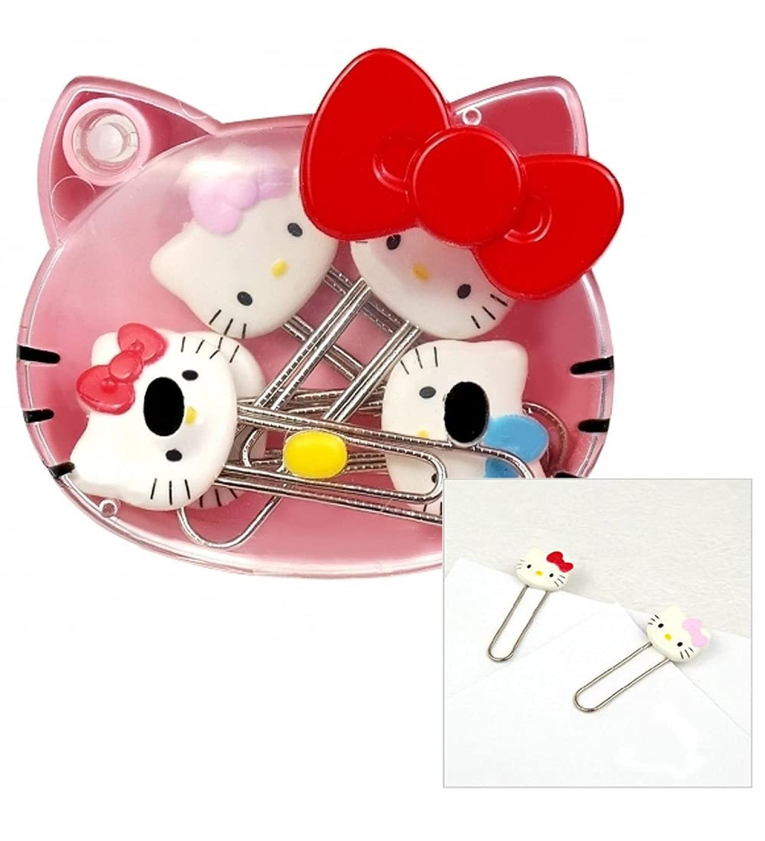  5-in-1 Hello Kitty Cute 5pcs Paper Clip Set w/Cute Pink Hello Kitty Face Carrying Case - Buy Online on GoSupps.com