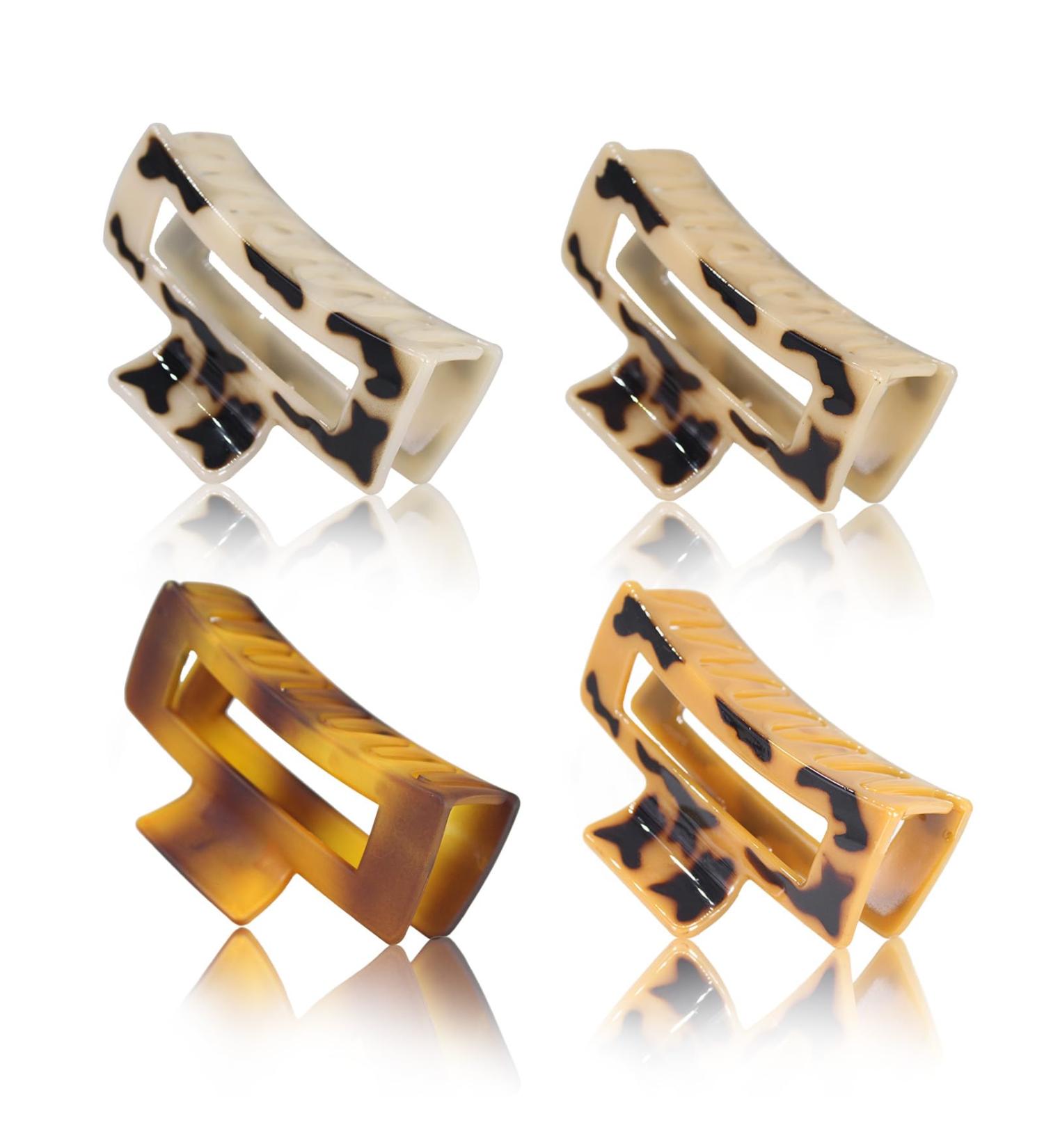 4Pcs Hair Claw Clips for Women and Girls 4.1 Inches Extra Large Claw Clips for Long Thick Hair Durable Resin Material with a Non-Slip Strong Grip-Square Hair Claw Clip suitable for any occasion. brown - Buy Online on GoSupps.com