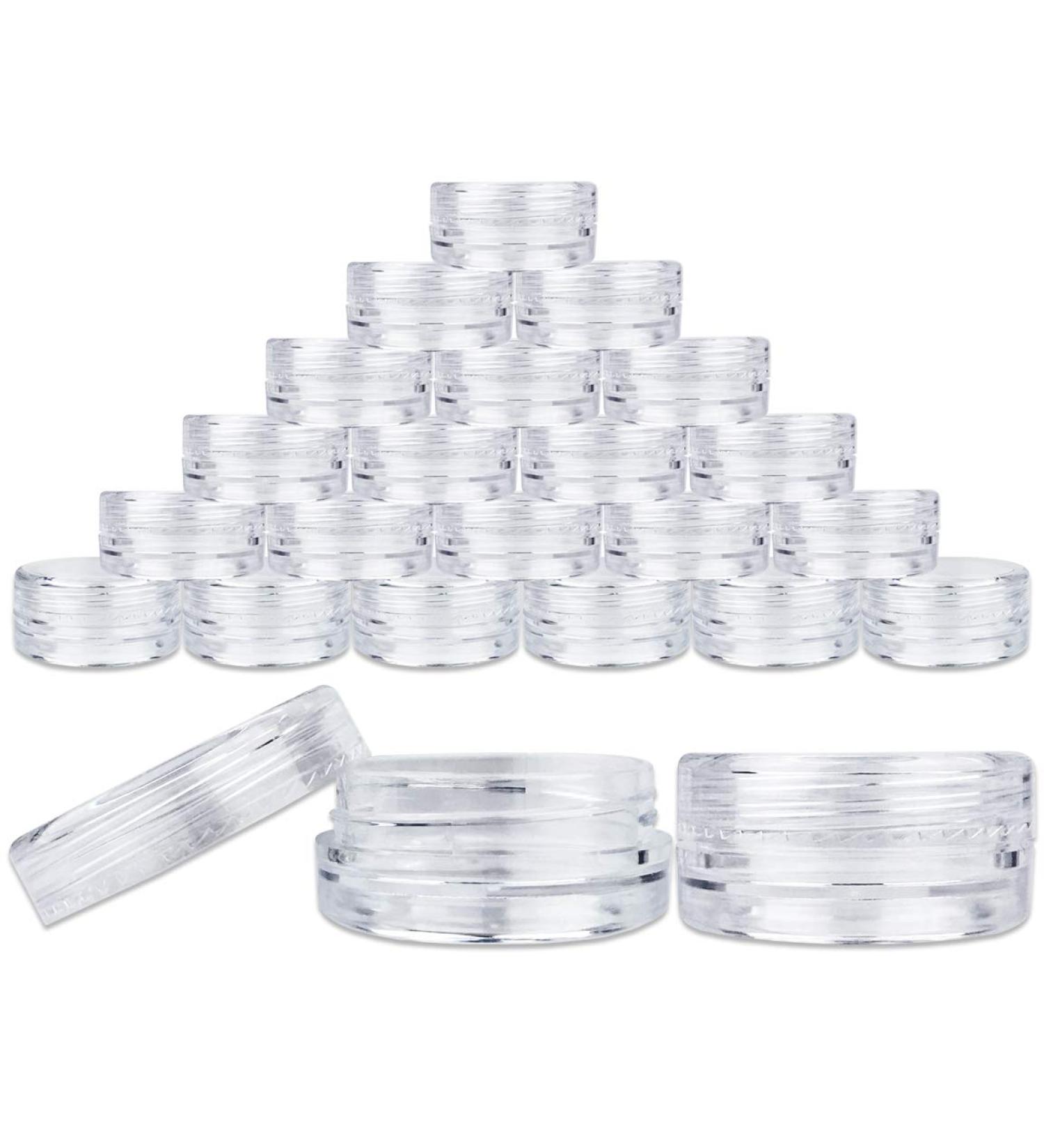 Beauticom 3G/3ML Round Clear Jars with Screw Cap Lids - 25 Pack Clear Containers for Beads, Gems, Glitter, and Charms - BPA Free - Buy Online on GoSupps.com