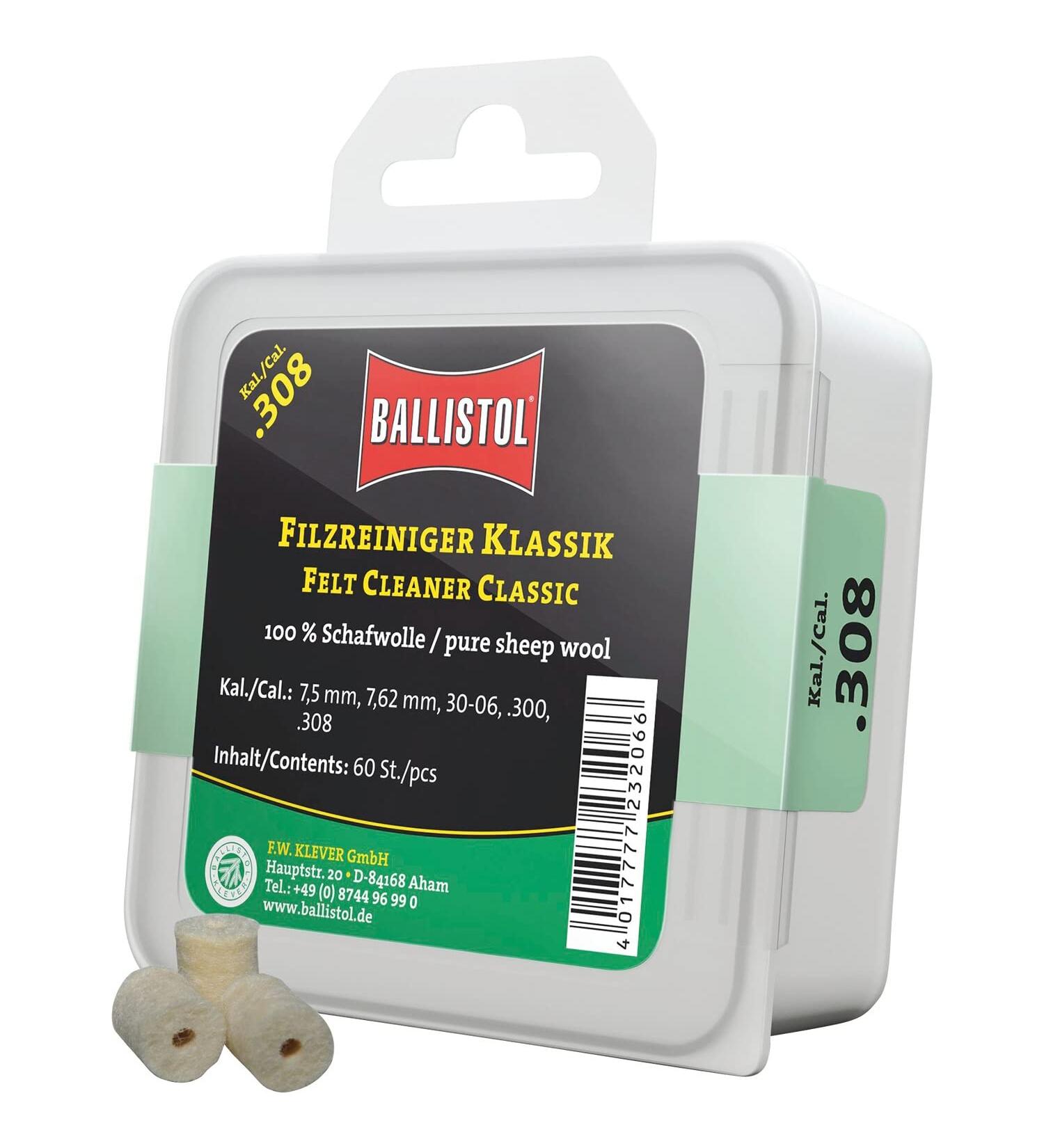 BALLISTOL 23206 Felt Cleaner Classic - Barrel Cleaner for Rifle Cal. .308 - 60 pieces