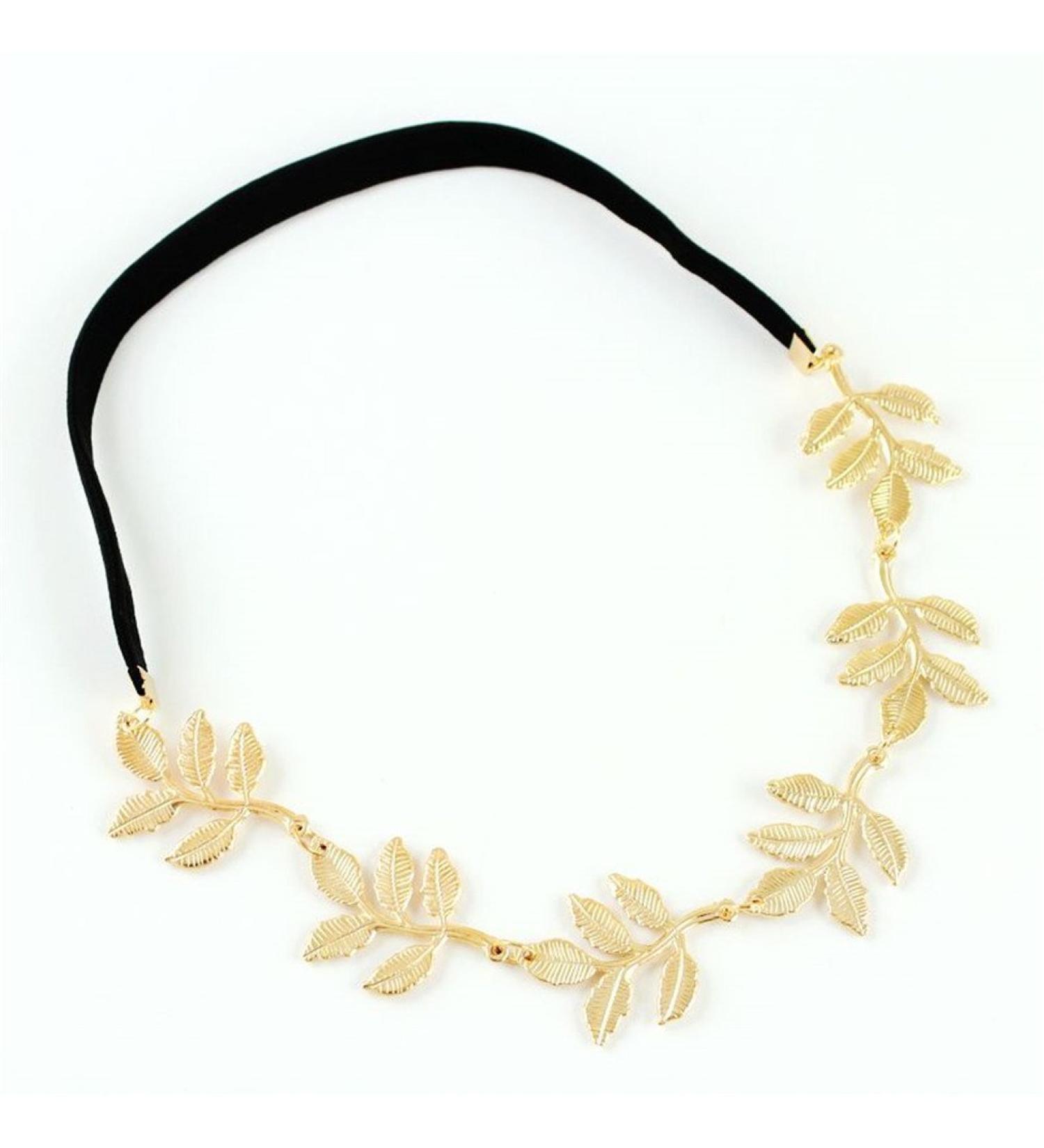 Buy Metallic Sweet Lady Golden Leaf Flower Elastic Hair Band | Boolavard TM - International Shipping Available - Buy Online on GoSupps.com