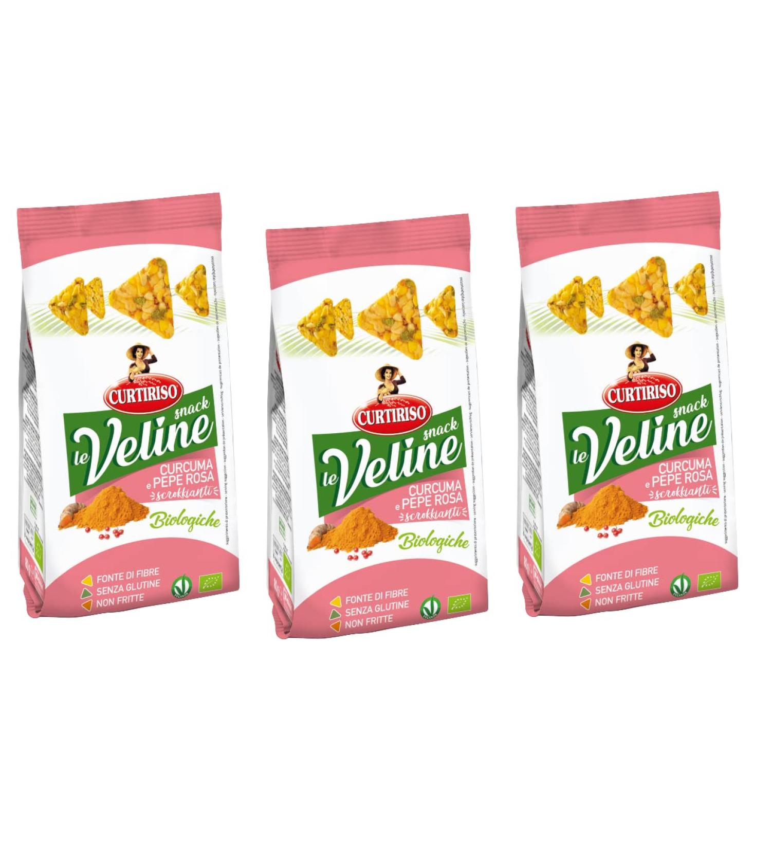 Italian Gourmet ER Curtiriso Le Veline Snack Turmeric and Pepper Pink Scrokkinati Organic Organic Snack met kurkuma en roze pepper 80 g
