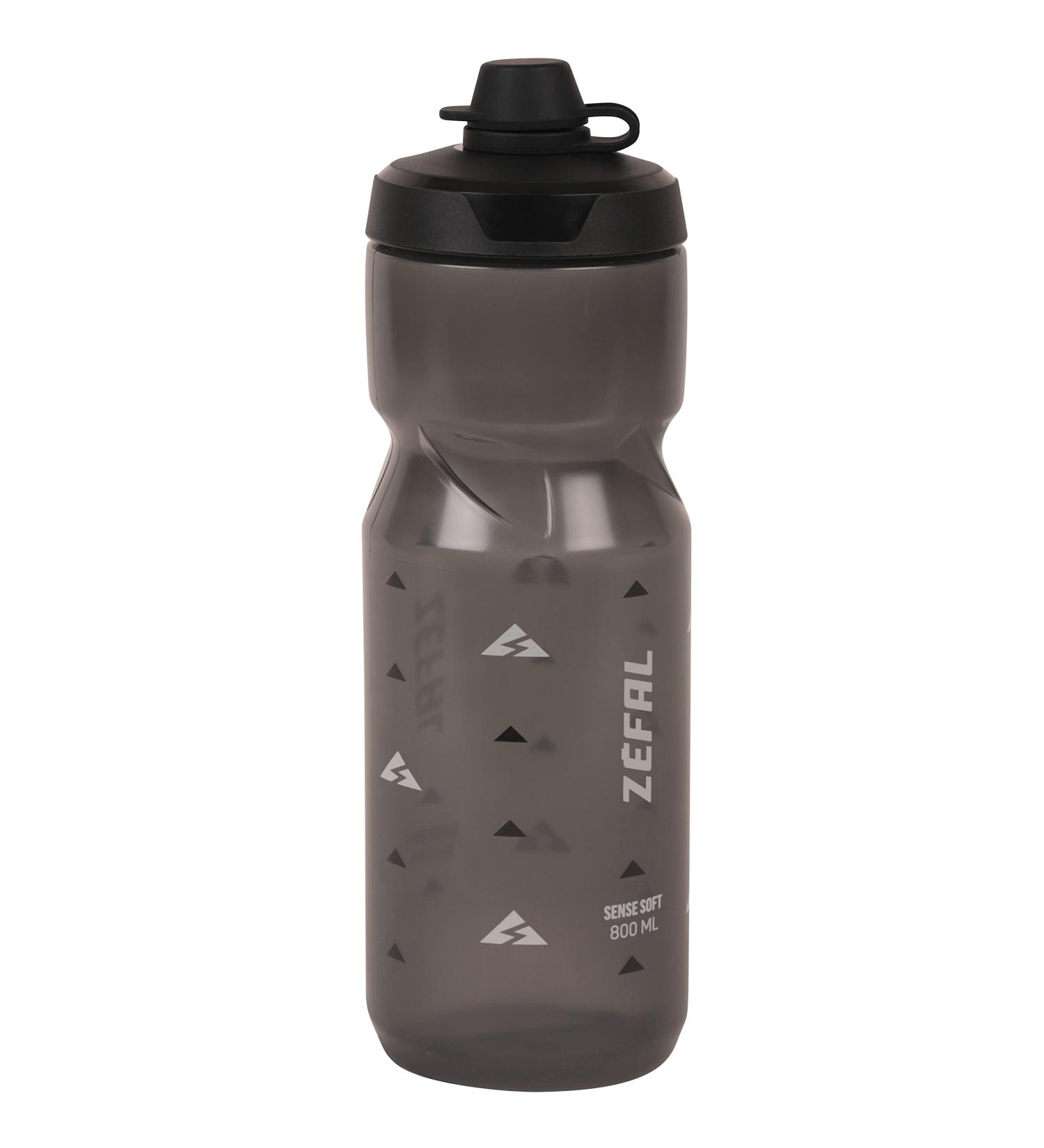 Zefal Sense Soft No Mud Bicycle Bottle - 800ml BPA-Free MTB Water Bottle with Mud Protection - Smoke Black - Buy Online on GoSupps.com