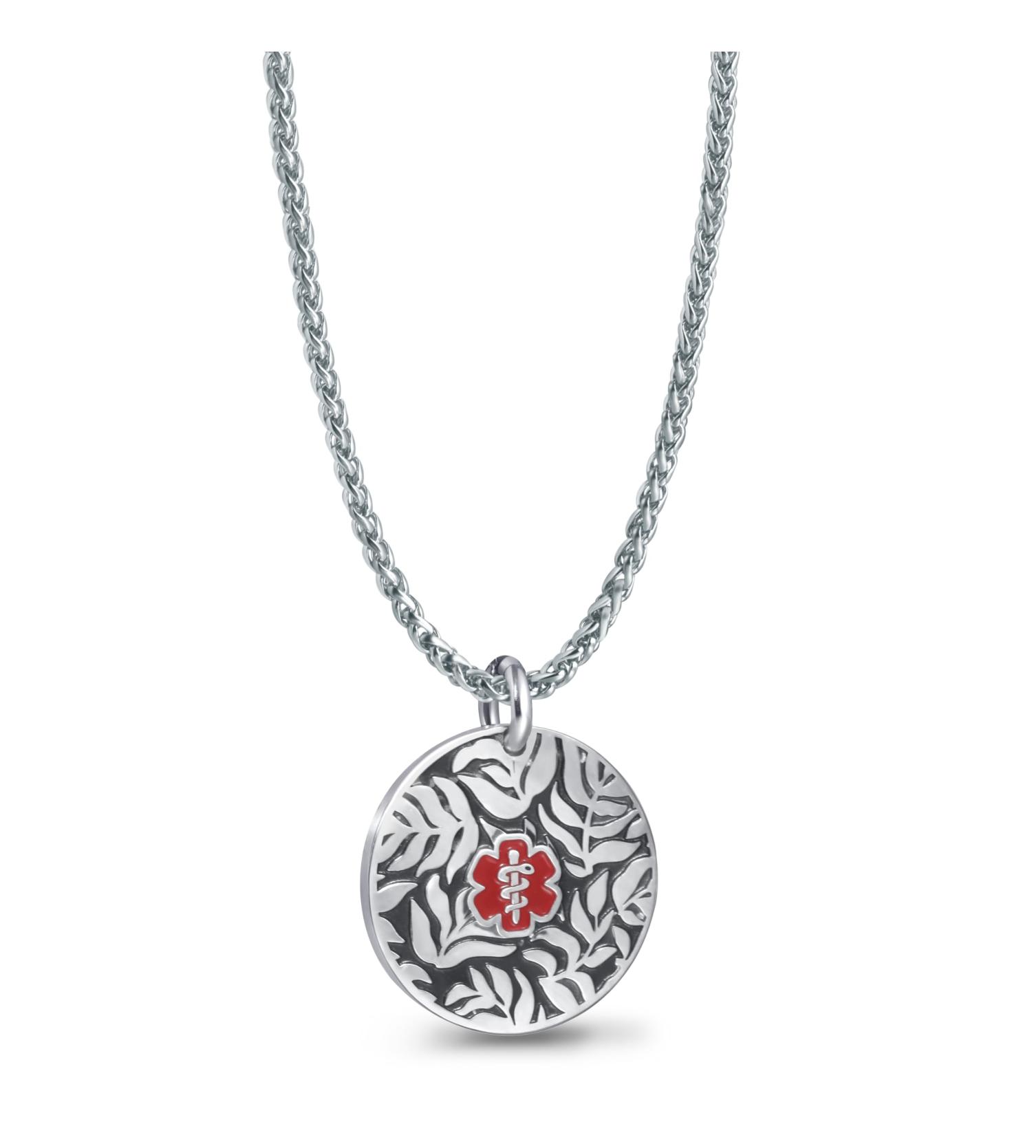 Custom Sterling Silver Medical Alert Necklace | Free Engraving | Personalized Medic ID Pendant for Men Women & Kids - Buy Online on GoSupps.com