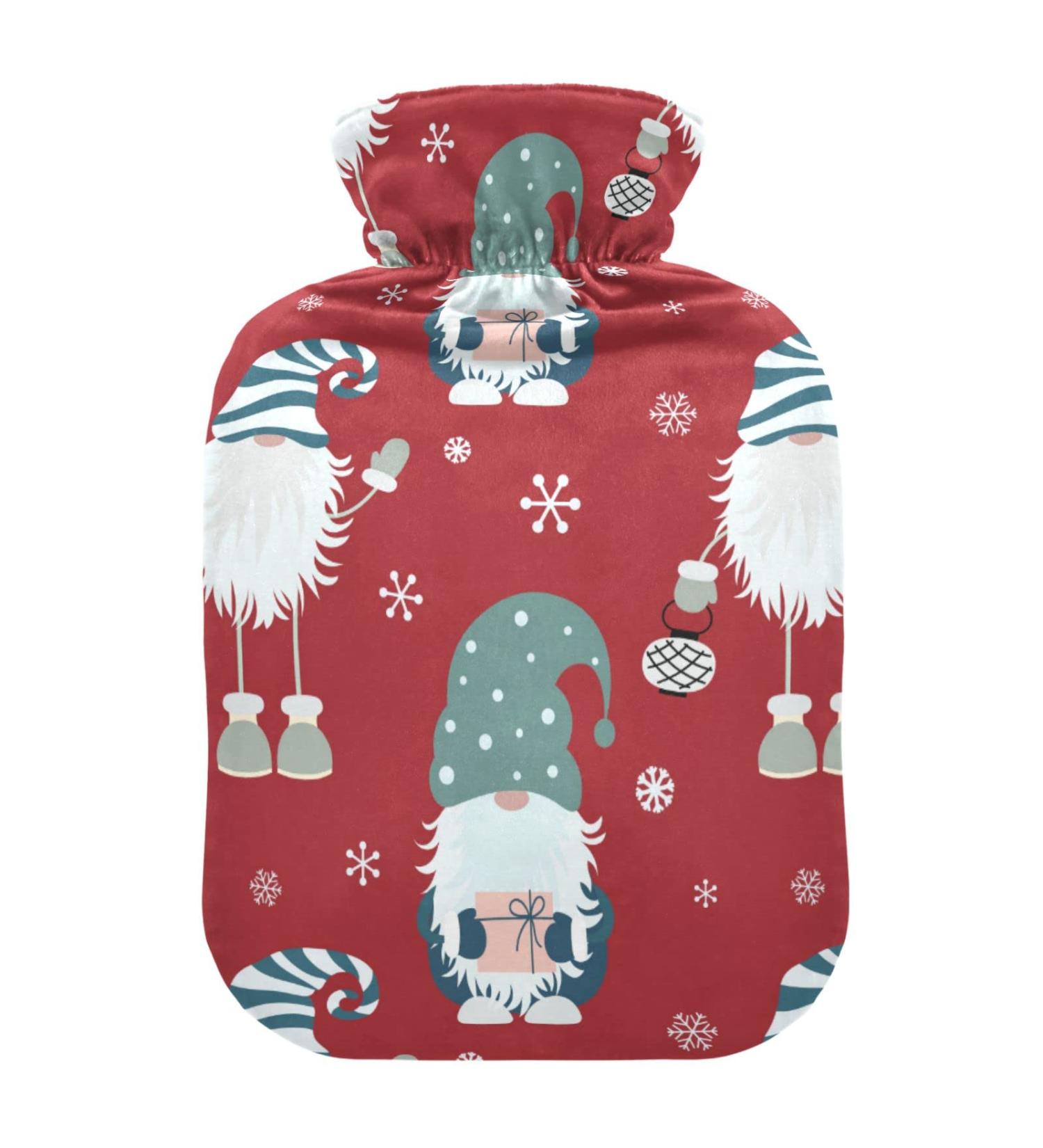 Buy Velvet Christmas Gnome Hot Water Bottle - 1L Pain Relief & Bed Warmer | Soft Cover Hot & Cold Compress - Buy Online on GoSupps.com
