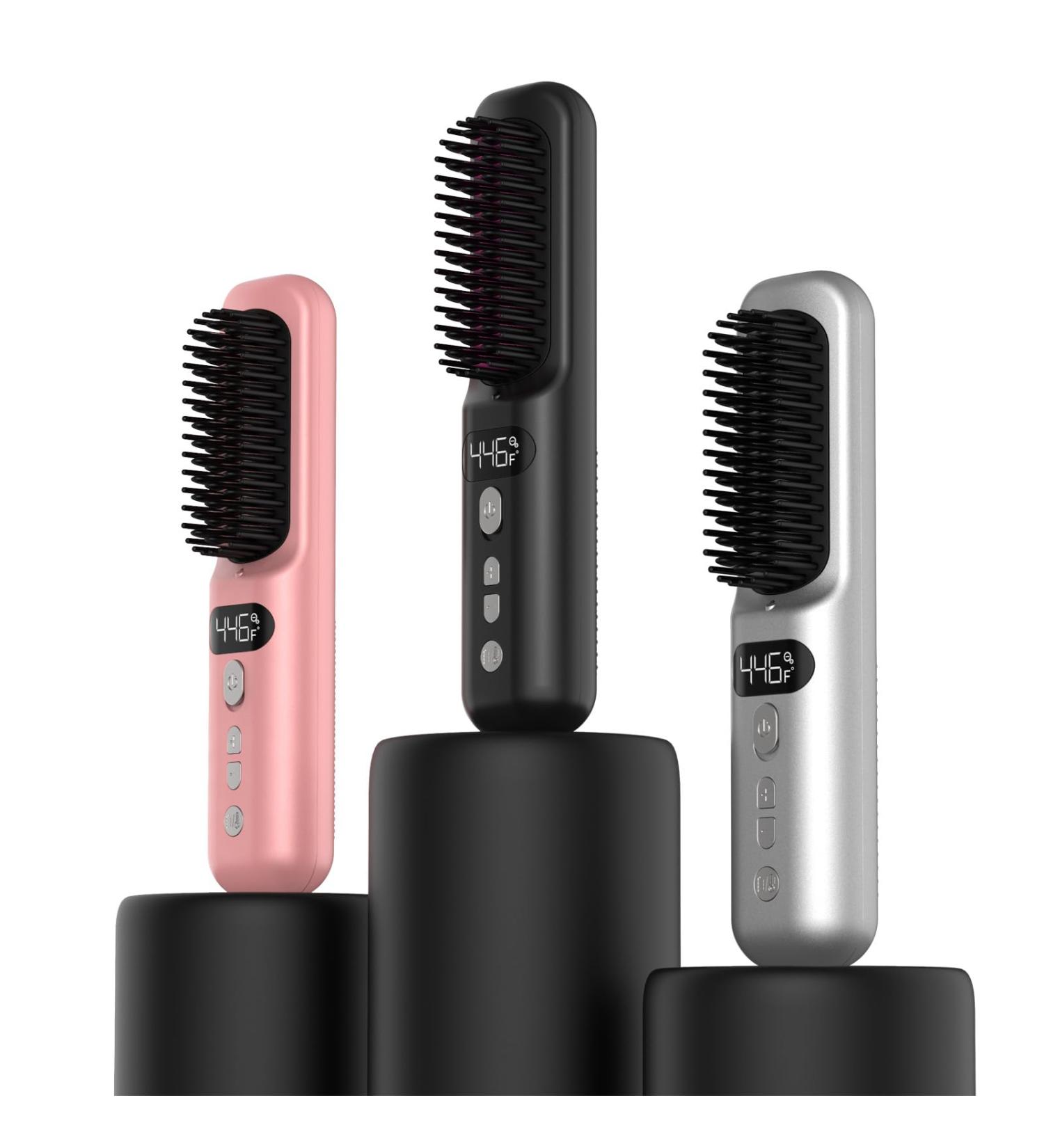 Cordless Hair Straightener Brush Portable Straightening Brush with Negative Ion Hot Comb Hair Straightener for Women