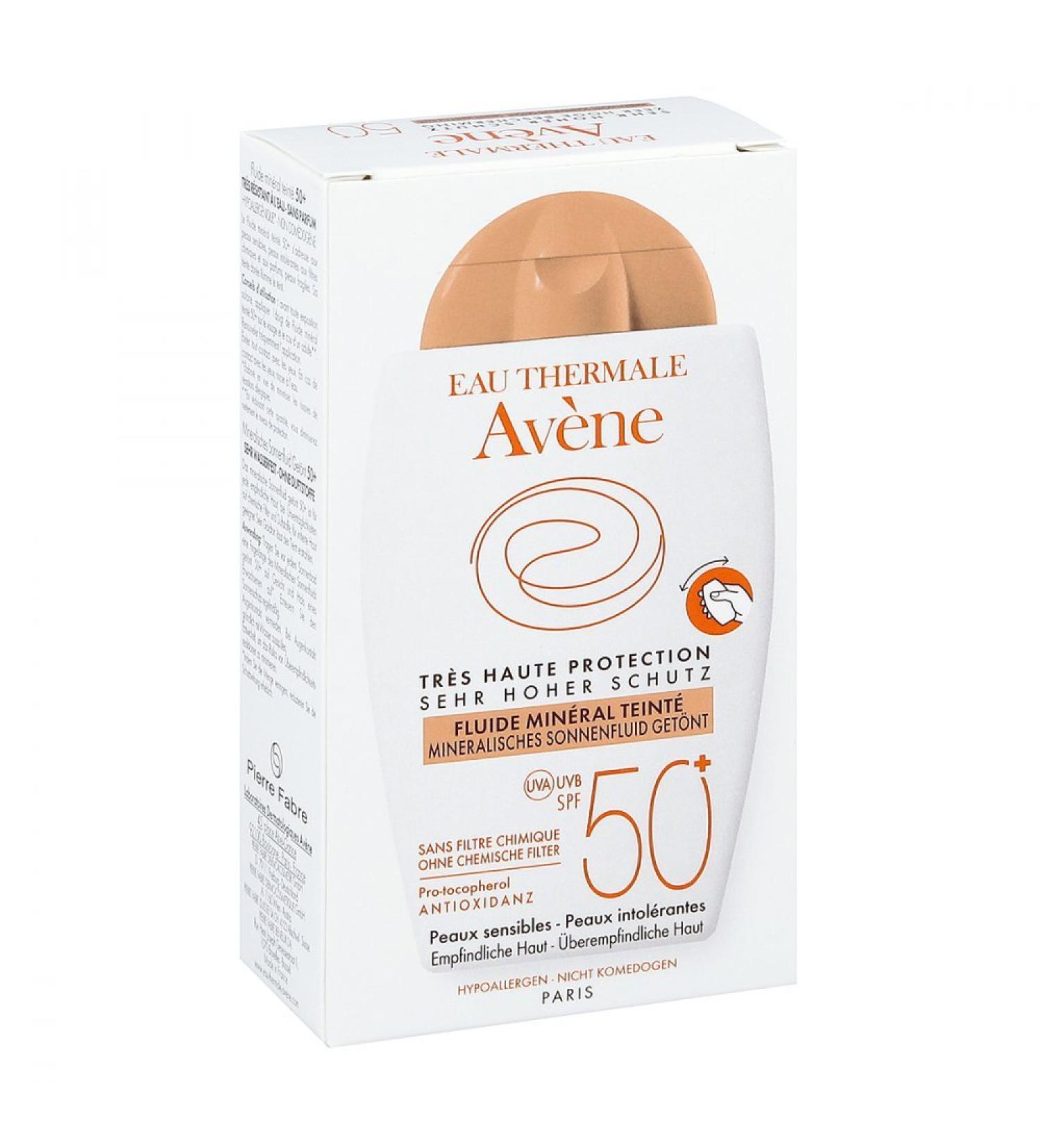 AVENE Mineral Sun Fluid SPF 50+ Tinted 40ml - Broad Spectrum Protection | Lightweight & Water-Resistant Sunscreen for All Skin Types | Shop Internationally - Buy Online on GoSupps.com