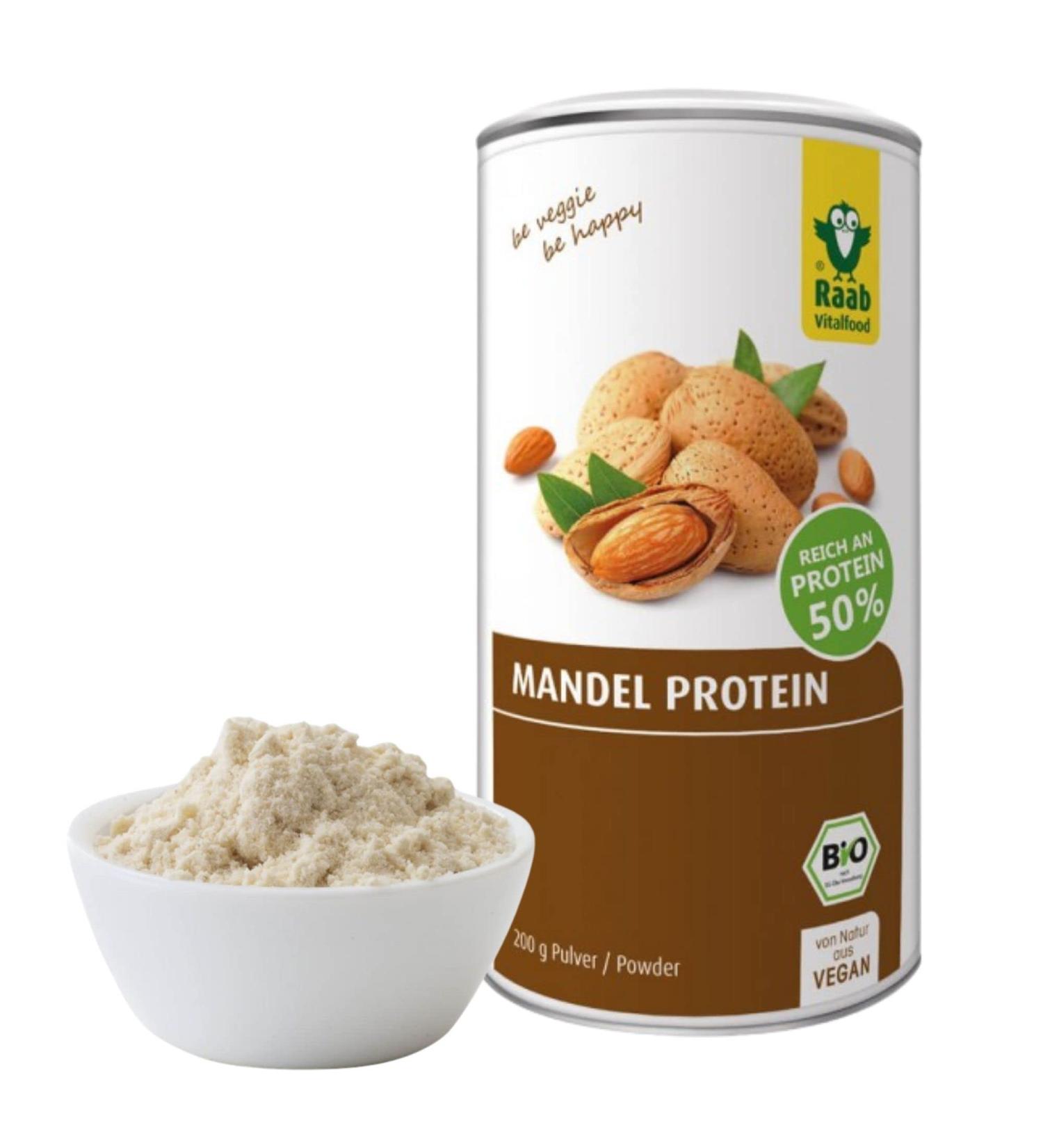Organic Almond Protein Powder - Vegan Gluten-Free High Calcium | Raab Vitalfood 200g - Buy Online on GoSupps.com