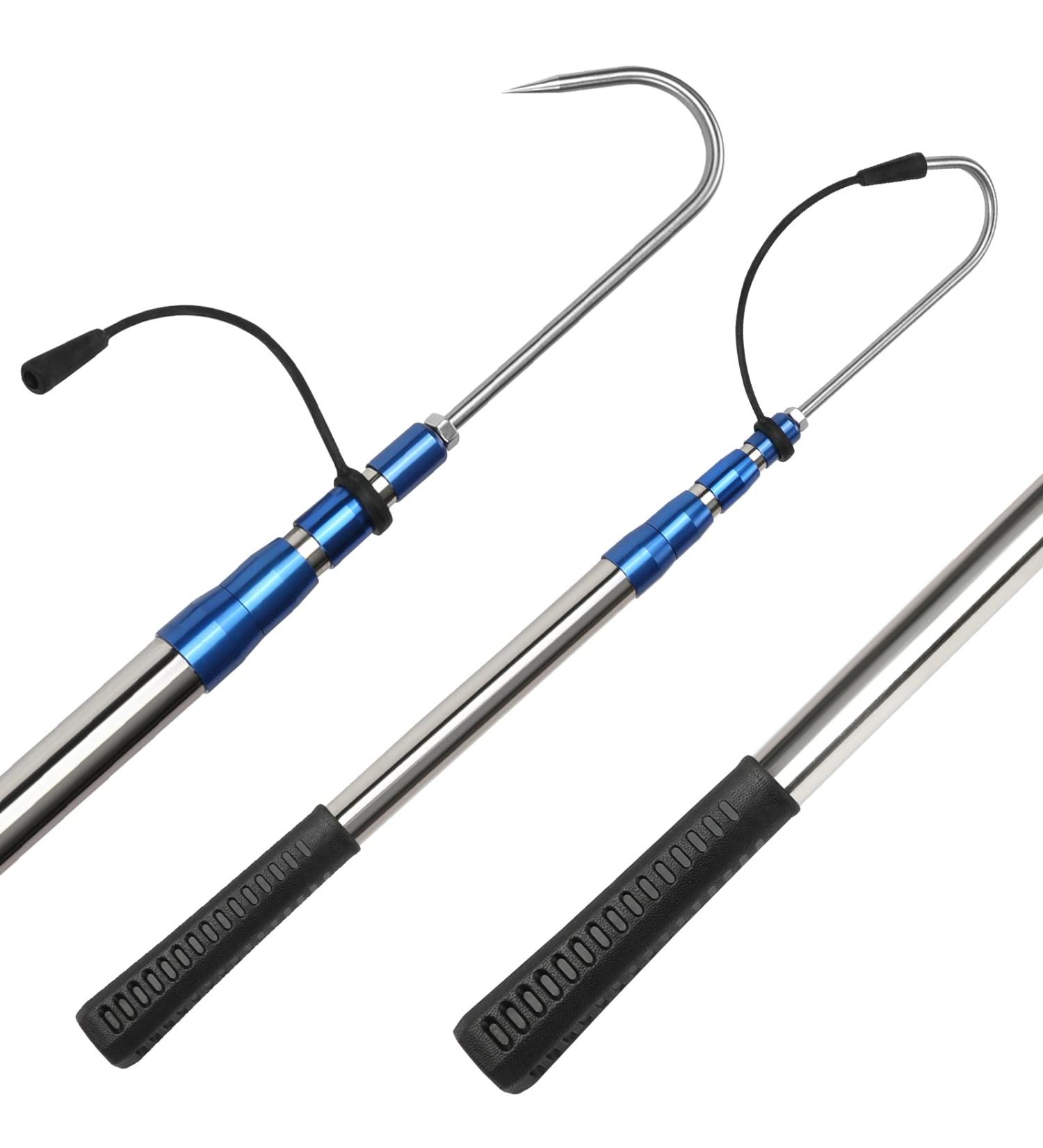 Buy Komclub Telescopic Fish Gaff - Stainless Steel Fishing Spear Hook Aluminum Alloy Bar & Soft Handle for Saltwater and Offshore Use - Buy Online on GoSupps.com