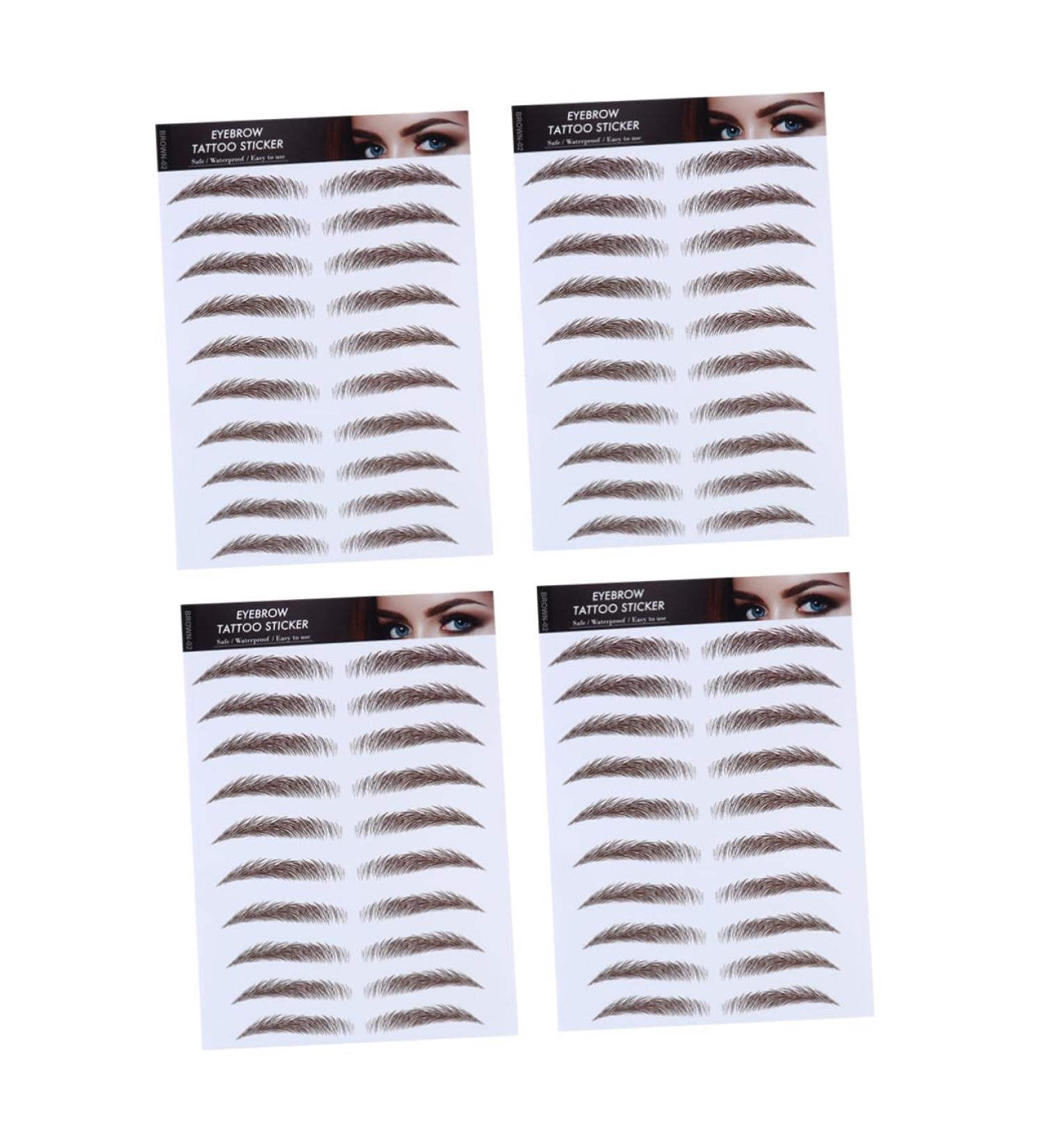 VINTORKY 4pcs Eyebrow Stickers False Eyebrows for Women Eyebrow Makeup Artificial Eyebrow 3d Cosmetic Make up 21x15cm Brown - Buy Online on GoSupps.com