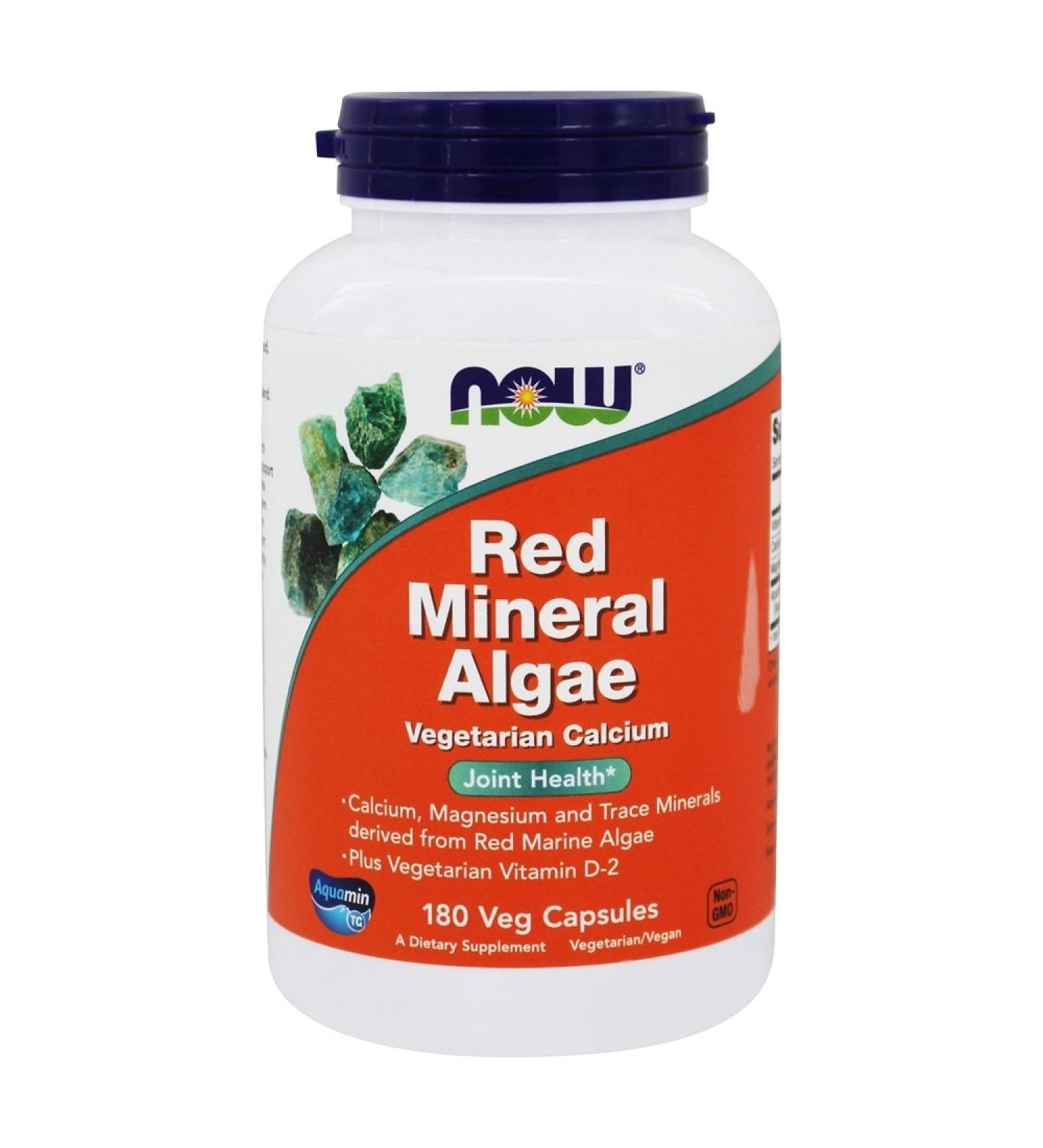 NOW Foods Red Mineral Algae Vegetarian Calcium 180 Capsules - Buy Online on GoSupps.com