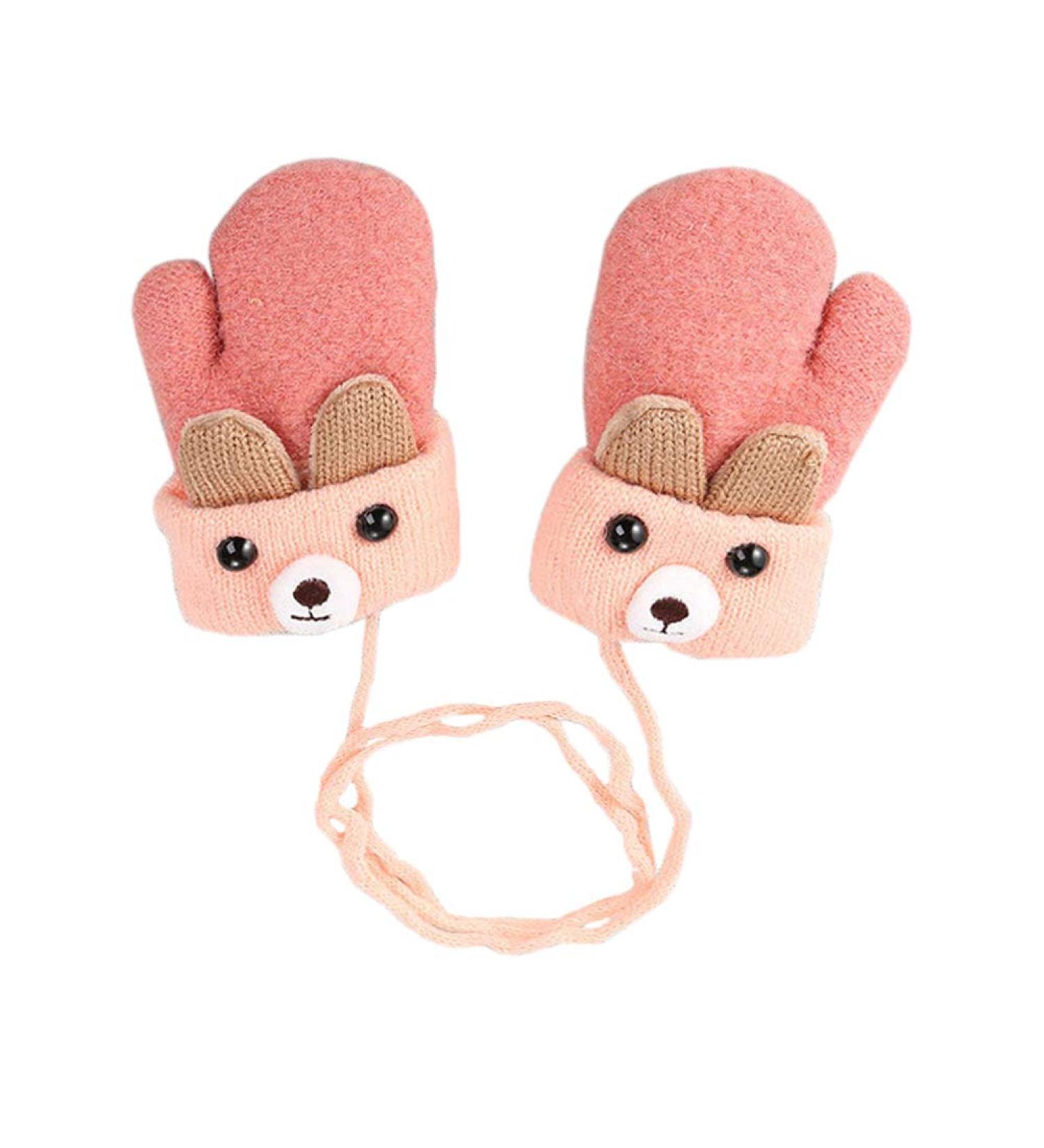 IEasey Cute Bear Baby Toddler Winter Mittens - Bear-Pink (0-3 Years) - Buy Online on GoSupps.com