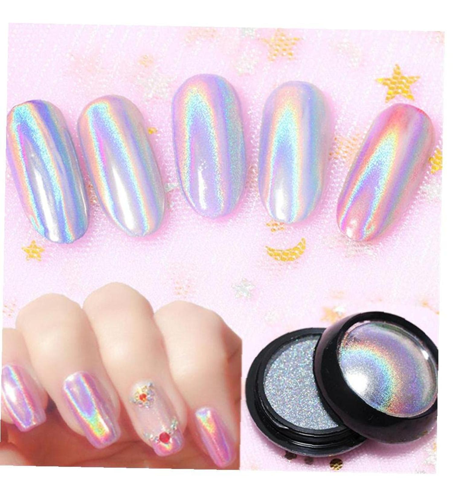 0.5g / bo te -Grad holographique ongle Poudre brilleton Brillant Holo Arc-en-ongle Poudre de poussi re de poussi re de manucure nage Art