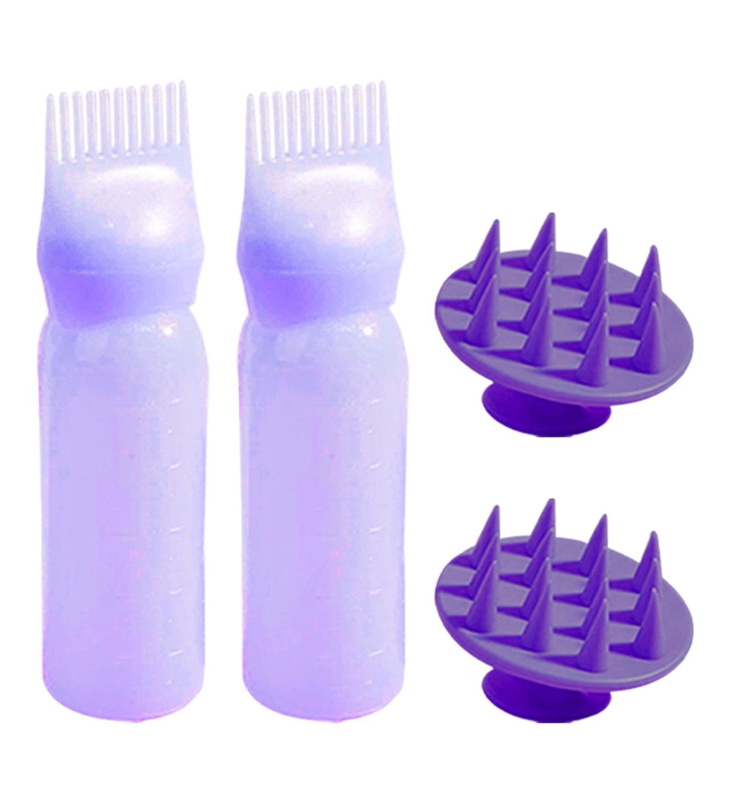 Buy Root Comb Applicator Bottle with Scalp Massager & Shampoo Brush - Perfect Hair Dye & Scalp Treatment Tools (Purple) - Fast International Shipping - Buy Online on GoSupps.com