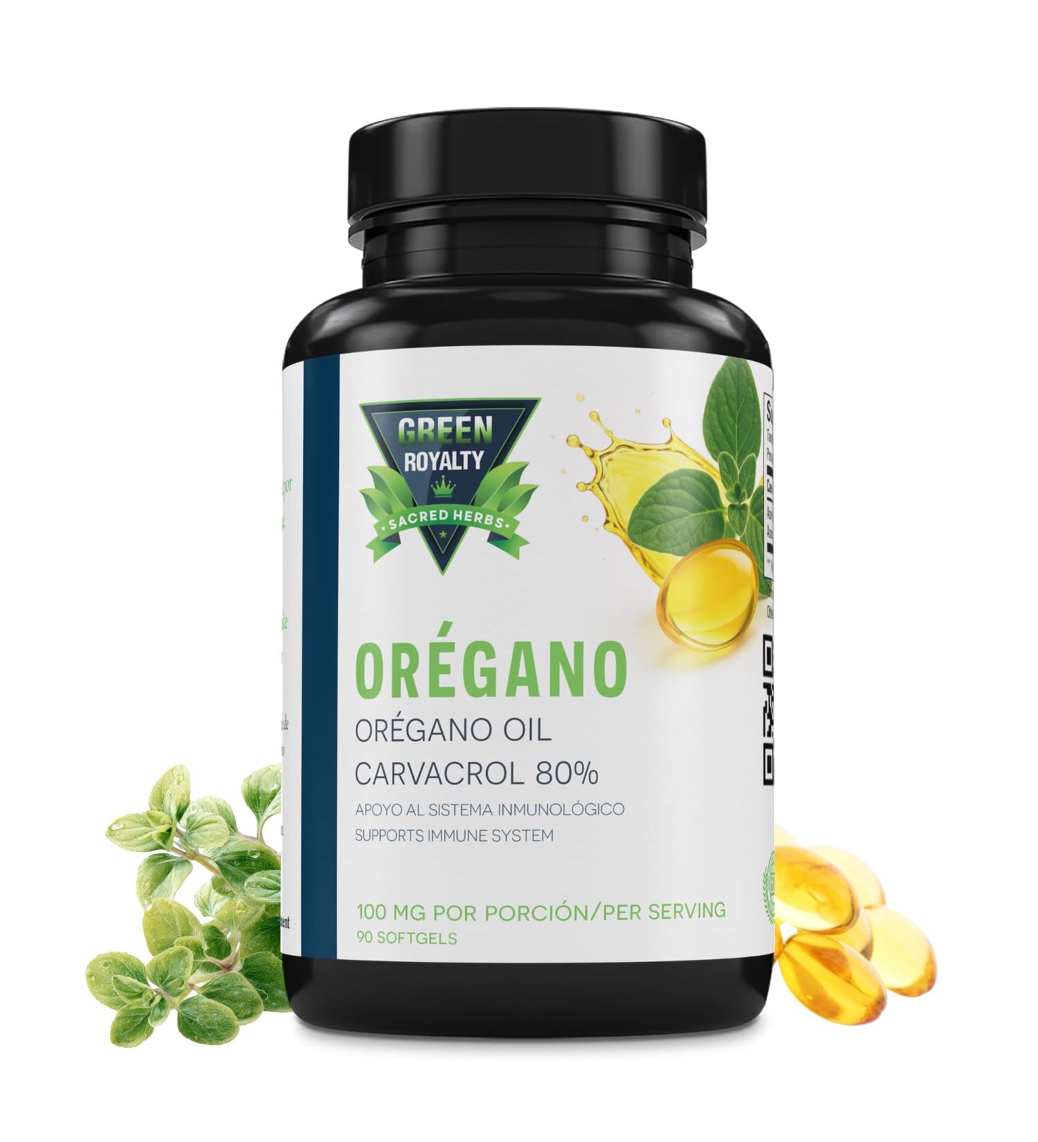 GREEN ROYALTY Oregano Oil Softgels 80% Carvacrol Immune Support Supplement with Olive Oil 100 mg per Serving 90 Softgels Non-GMO Dietary Supplement - Buy Online on GoSupps.com