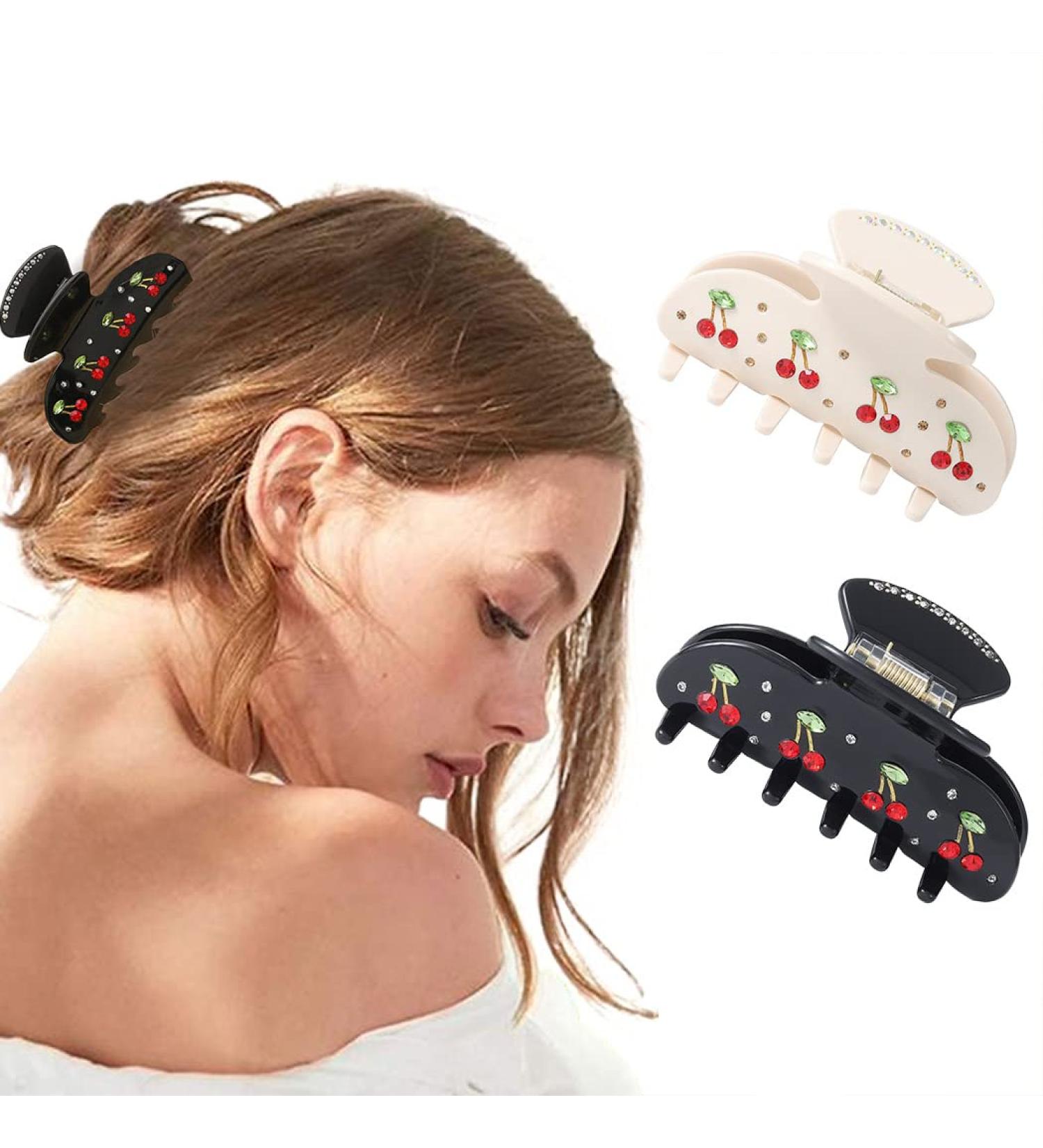 Braine Pink Cherry Hair Clips - Strong Hold Acrylic Hair Accessories for Women & Girls (2-Pack) - Buy Online on GoSupps.com